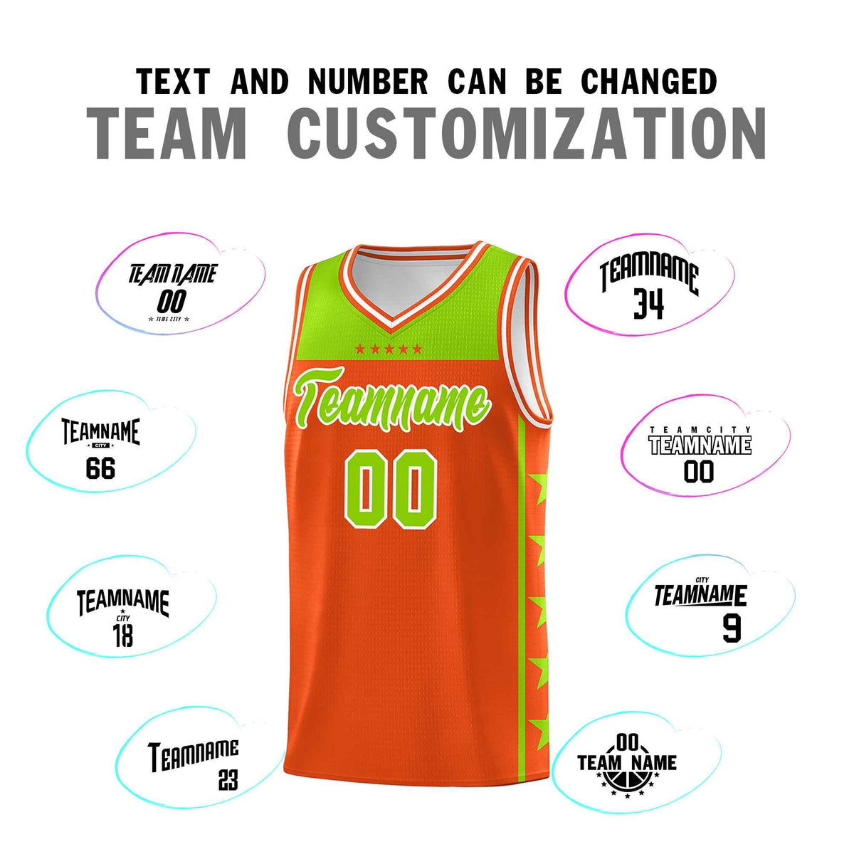 Custom Orange Neon Green Color Block Sets Sports Uniform Basketball Jersey