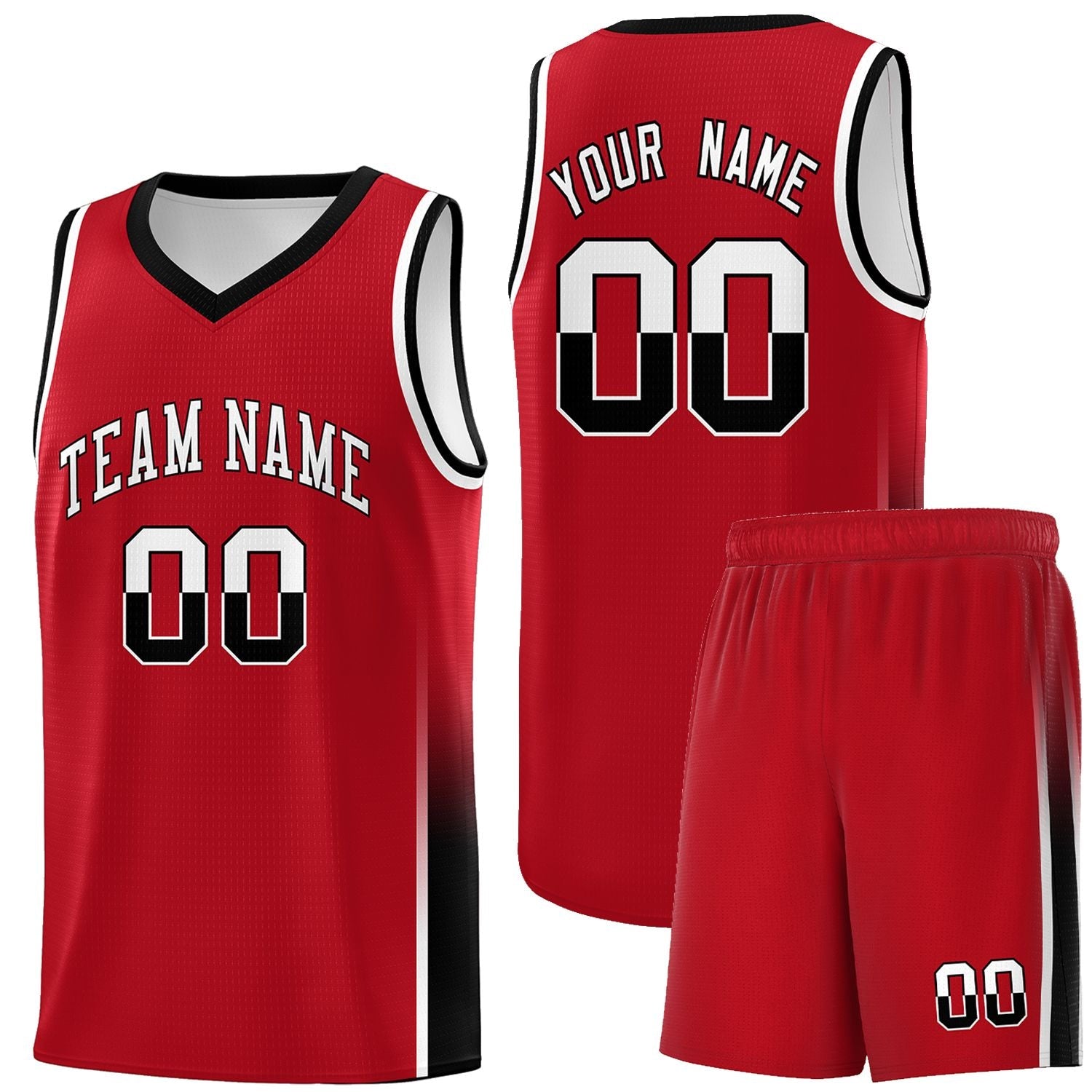 Custom Red White-Black Personalized Two Tone Font Sports Uniform Basketball Jersey