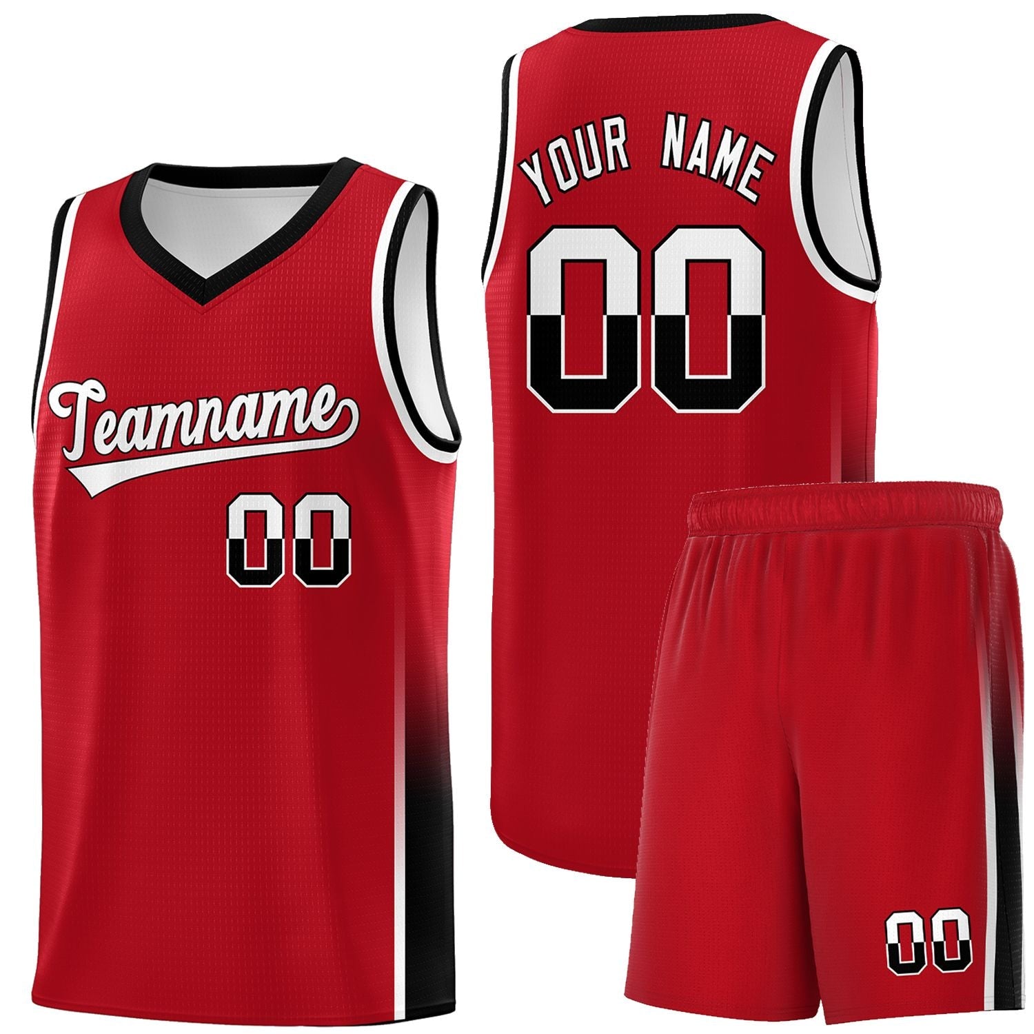 Custom Red White-Black Personalized Two Tone Font Sports Uniform Basketball Jersey