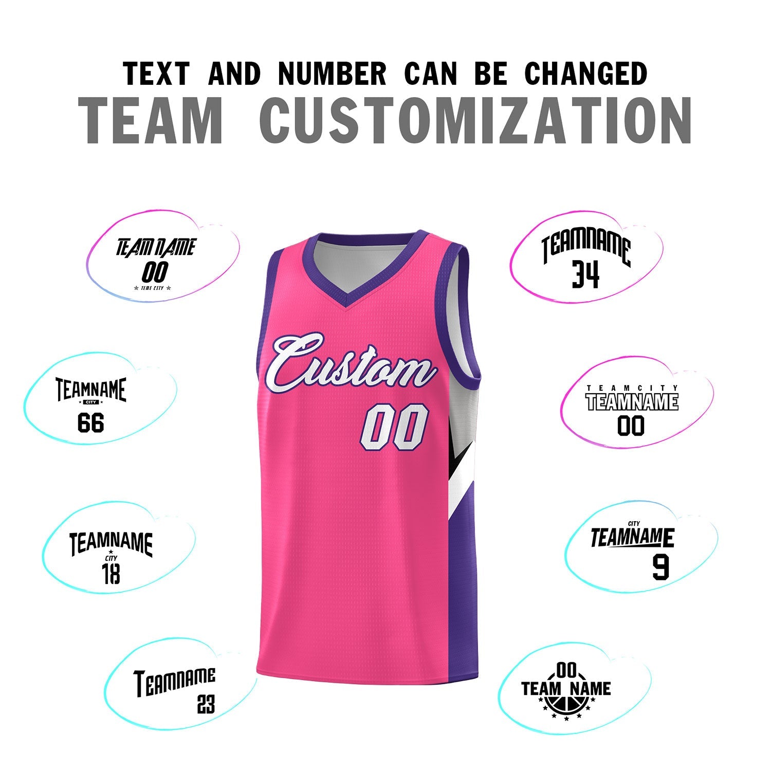 Custom Pink Purple Side Design Sets Sports Uniform Basketball Jersey