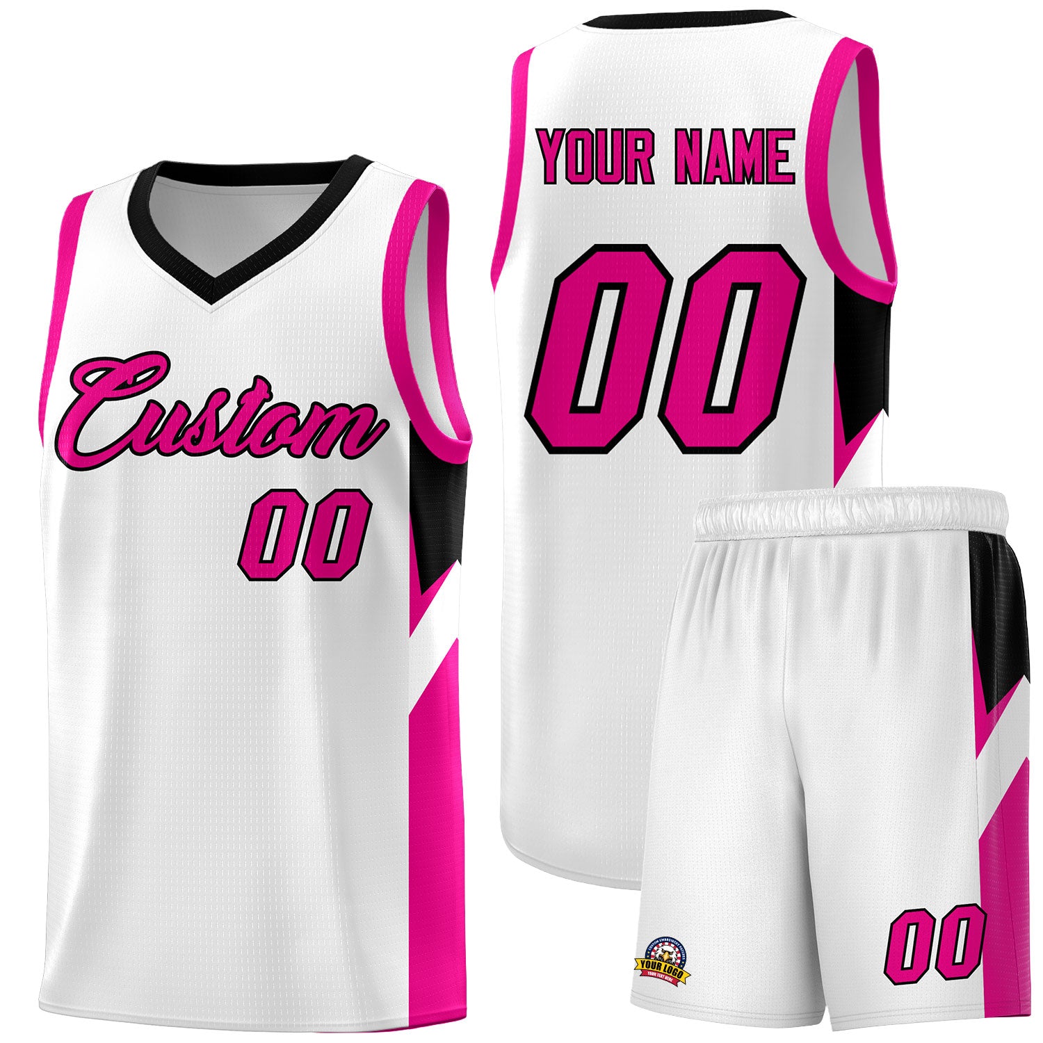 Custom White Black Side Design Sets Sports Uniform Basketball Jersey