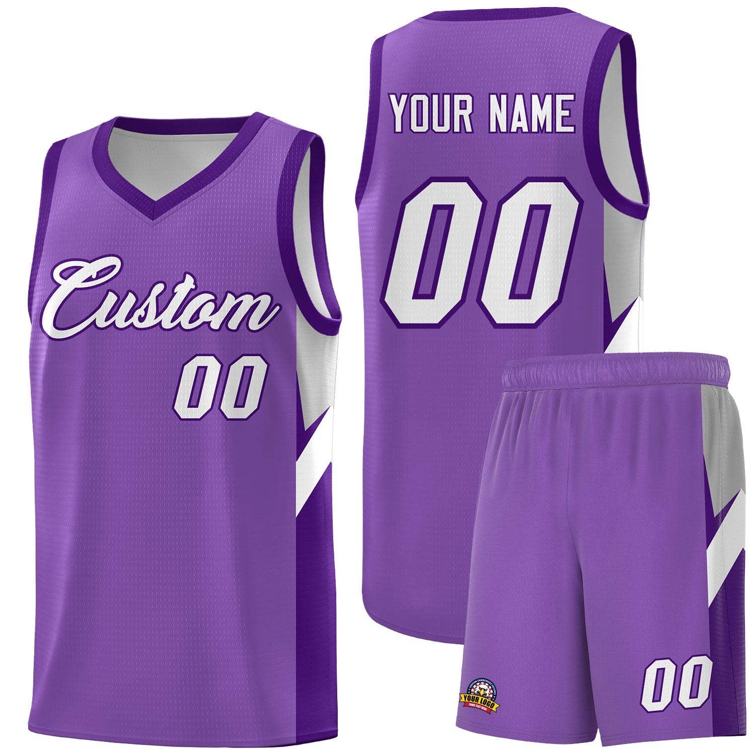 Custom Light Purple Purple Side Design Sets Sports Uniform Basketball Jersey