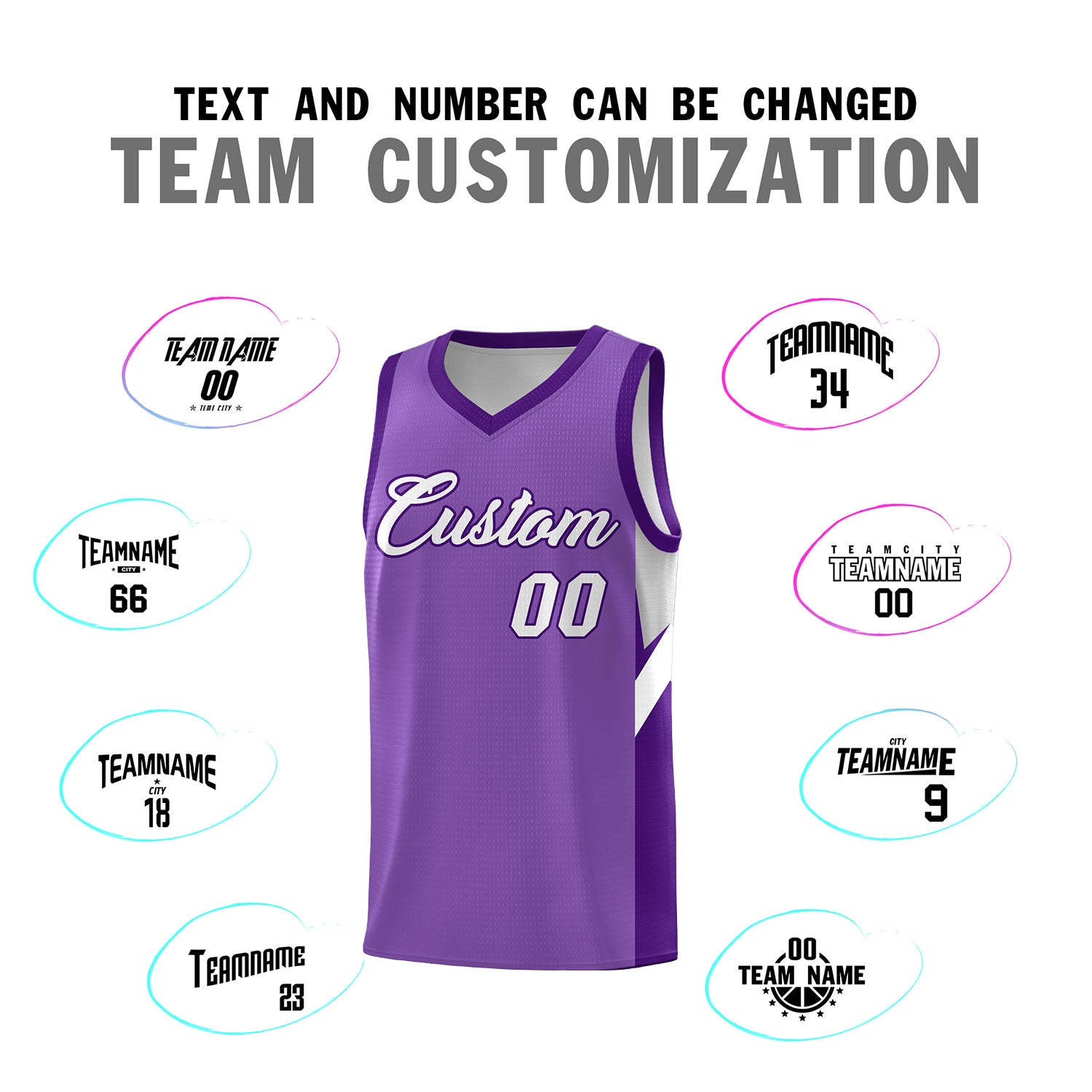 Custom Light Purple Purple Side Design Sets Sports Uniform Basketball Jersey