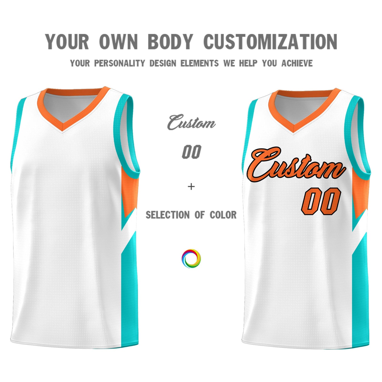Custom White Orange Side Design Sets Sports Uniform Basketball Jersey