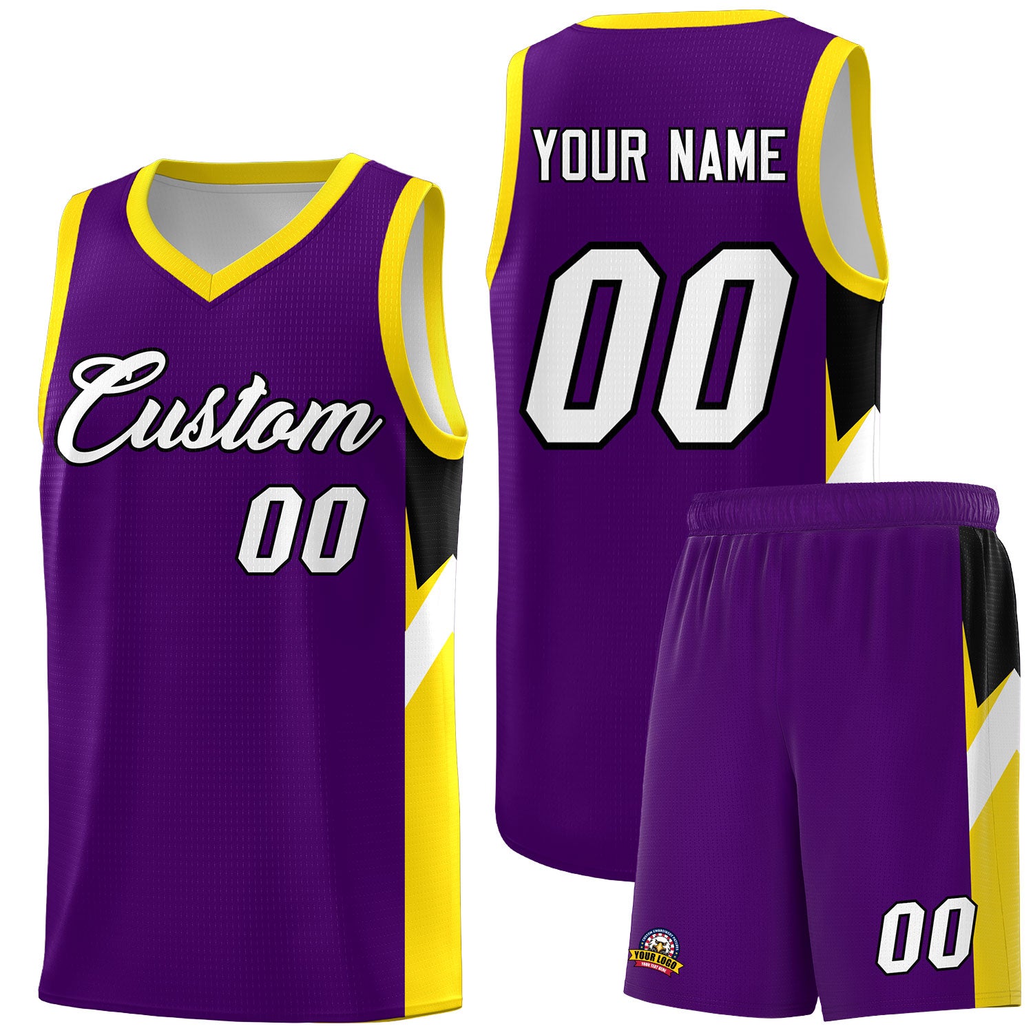 Custom Purple Gold Side Design Sets Sports Uniform Basketball Jersey