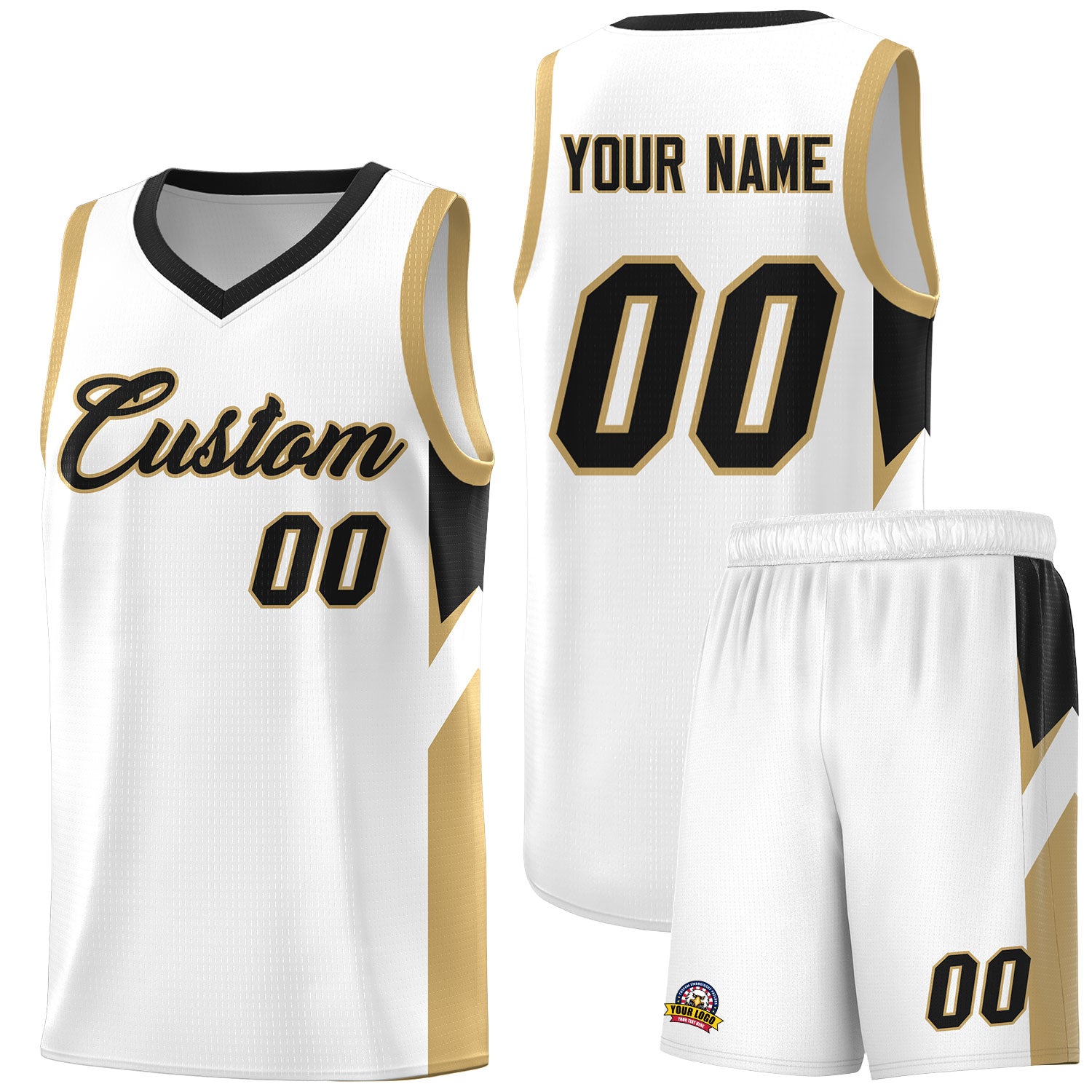Custom White Black Side Design Sets Sports Uniform Basketball Jersey