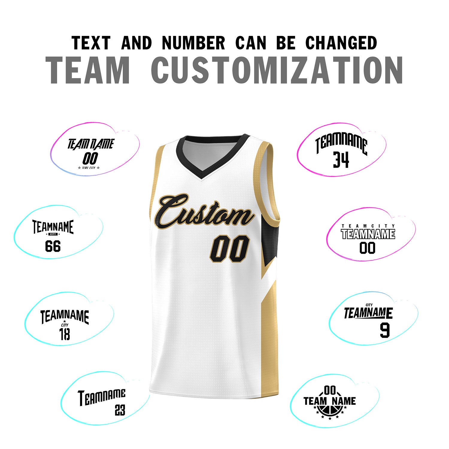 Custom White Black Side Design Sets Sports Uniform Basketball Jersey