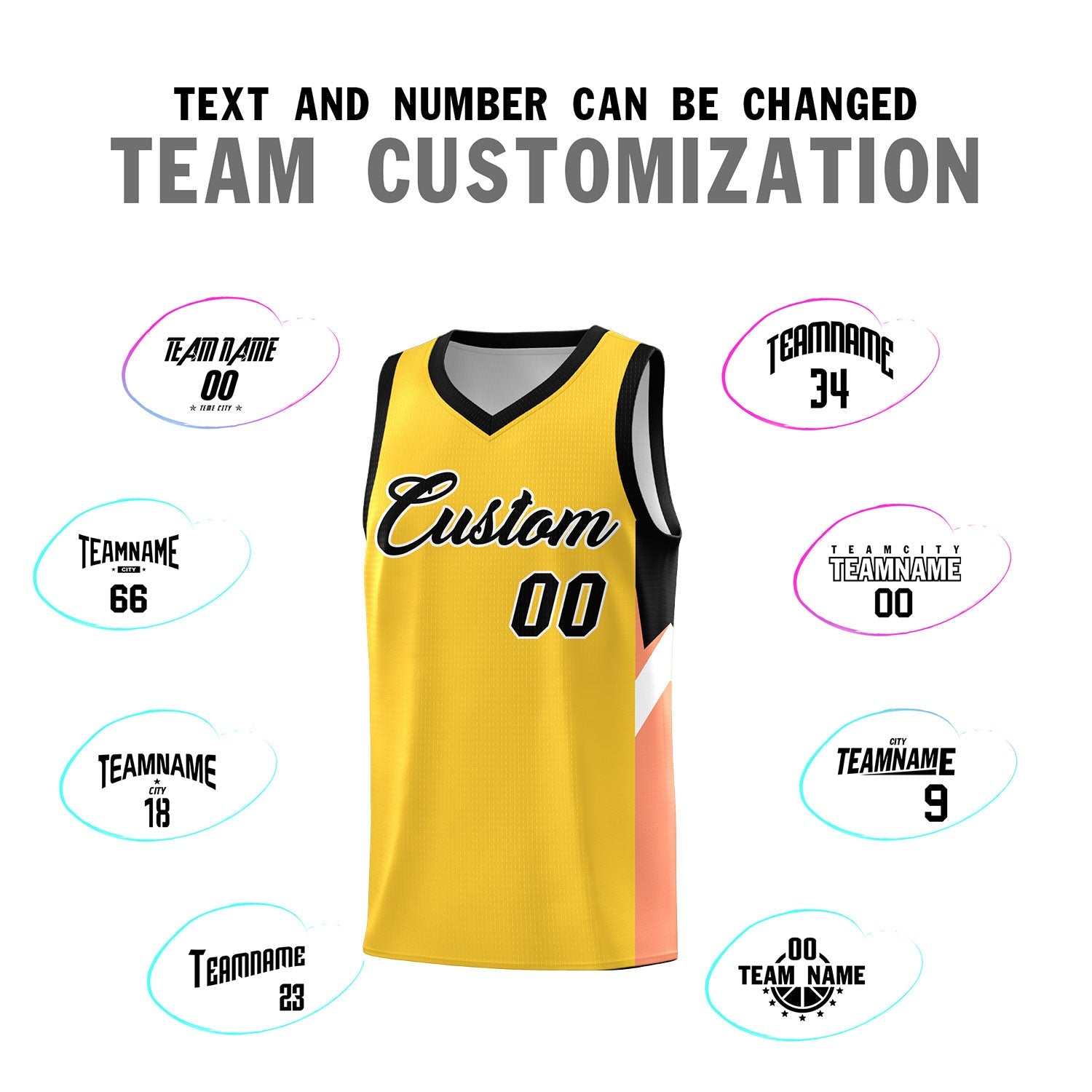 Custom Gold Black Side Design Sets Sports Uniform Basketball Jersey