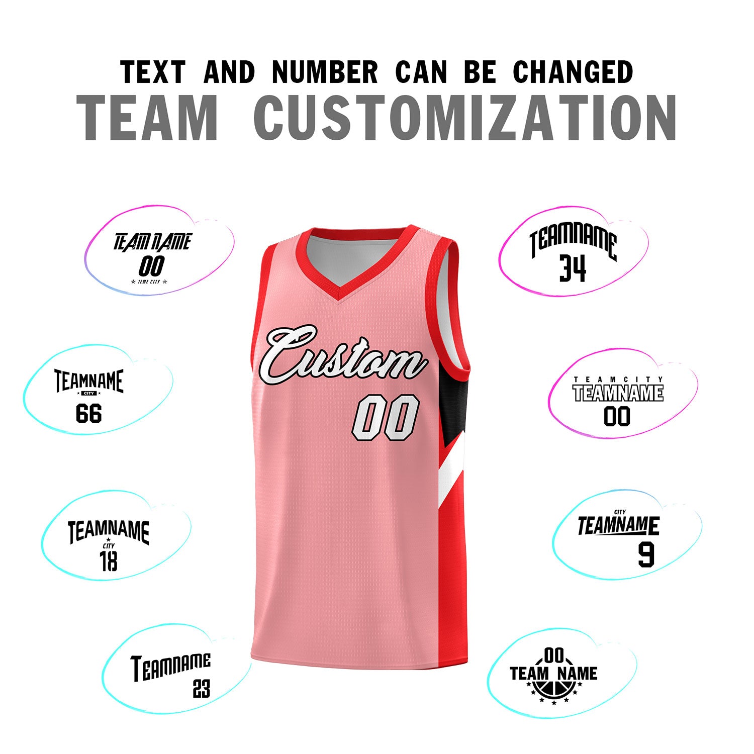 Custom Light Pink Red Side Design Sets Sports Uniform Basketball Jersey