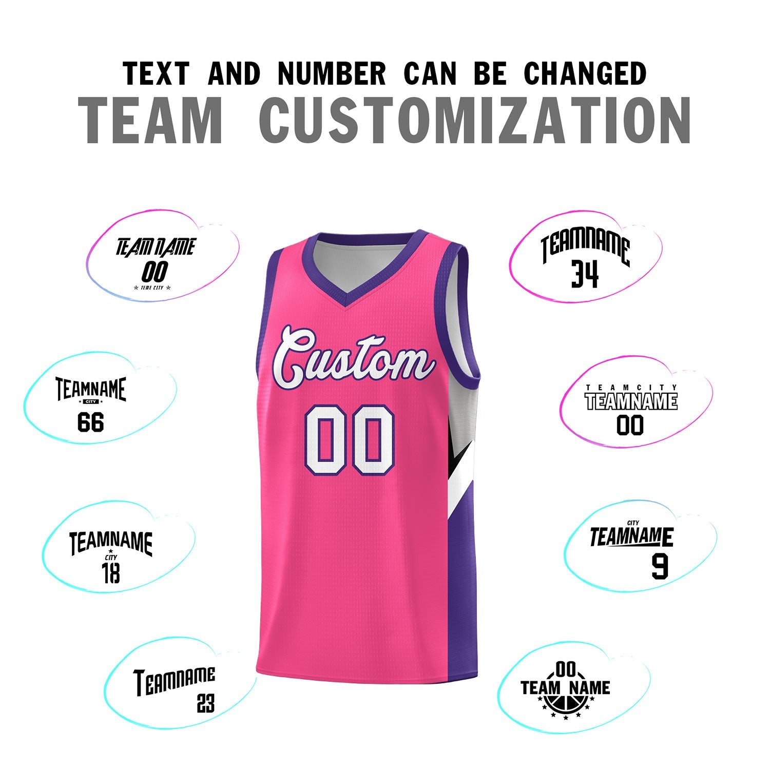 Custom Pink Purple Side Design Sets Sports Uniform Basketball Jersey
