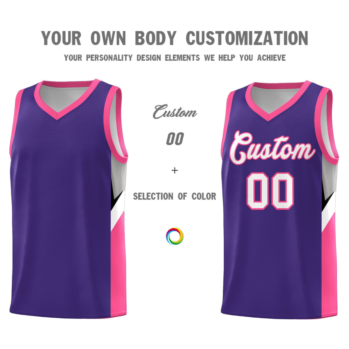 Custom Purple Pink Side Design Sets Sports Uniform Basketball Jersey