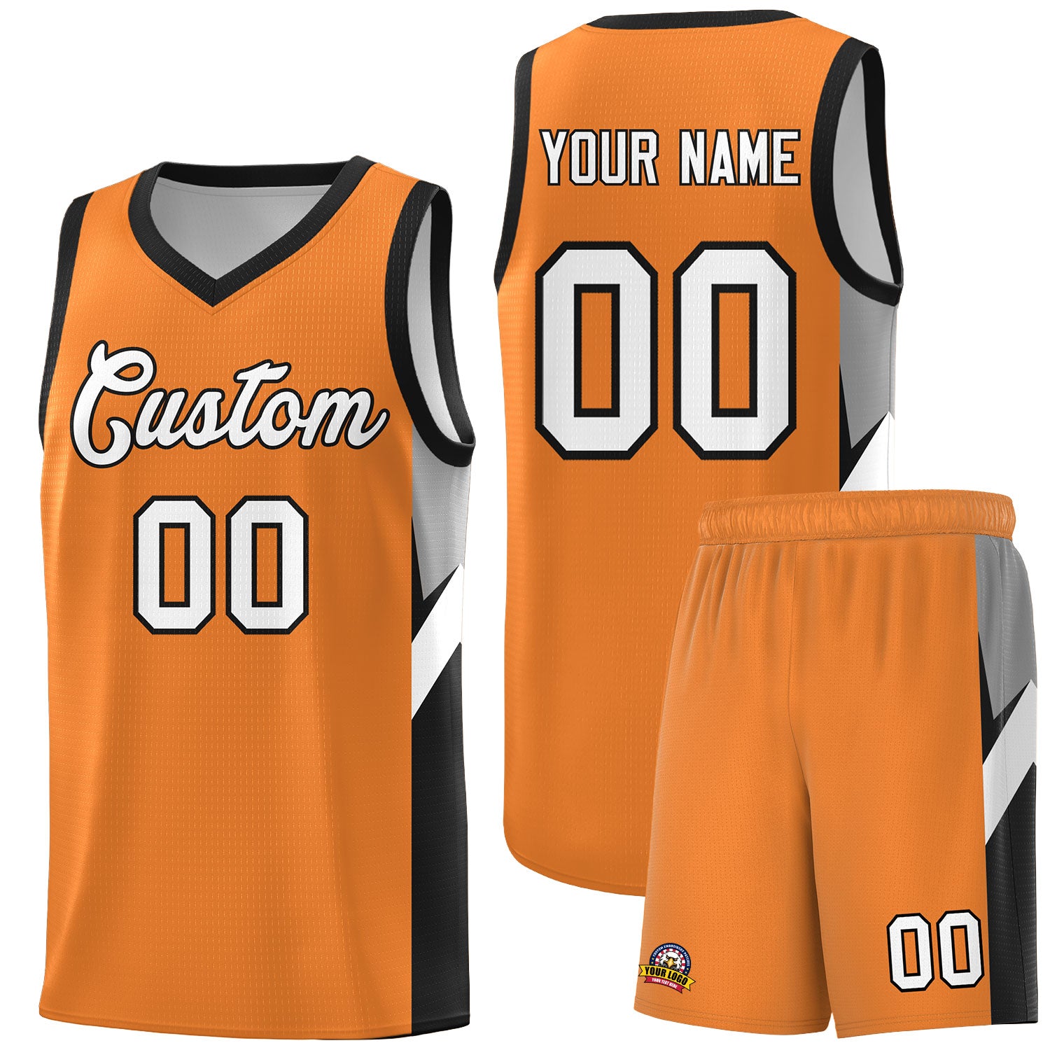 Custom Gold Orange Black Side Design Sets Sports Uniform Basketball Jersey