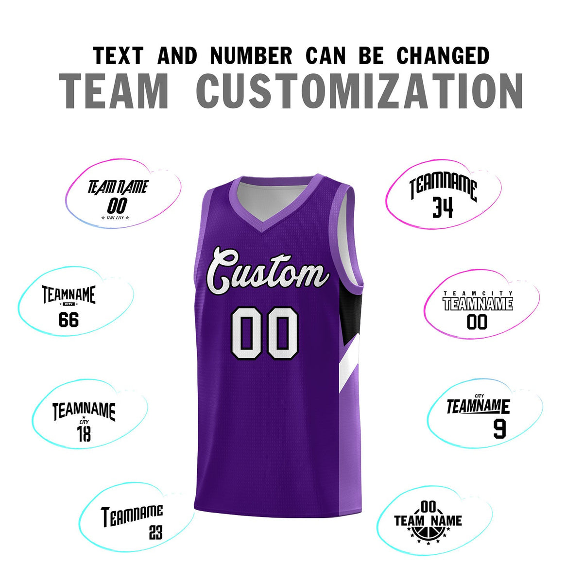 Custom Purple Light Purple Side Design Sets Sports Uniform Basketball Jersey