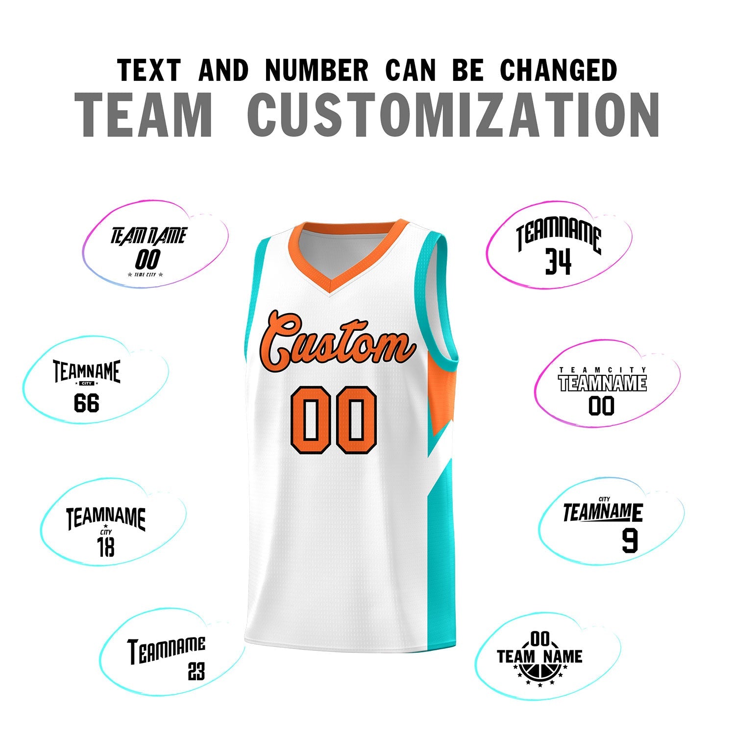 Custom White Orange Side Design Sets Sports Uniform Basketball Jersey