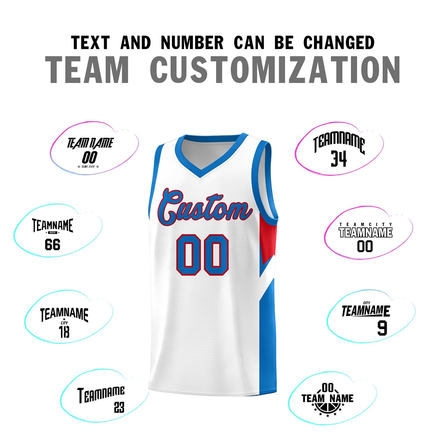 Custom White Royal Side Design Sets Sports Uniform Basketball Jersey
