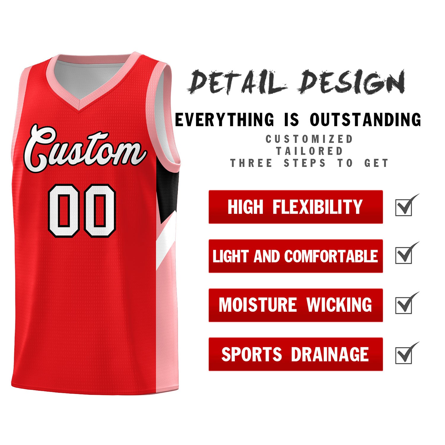 Custom Red Orange Side Design Sets Sports Uniform Basketball Jersey