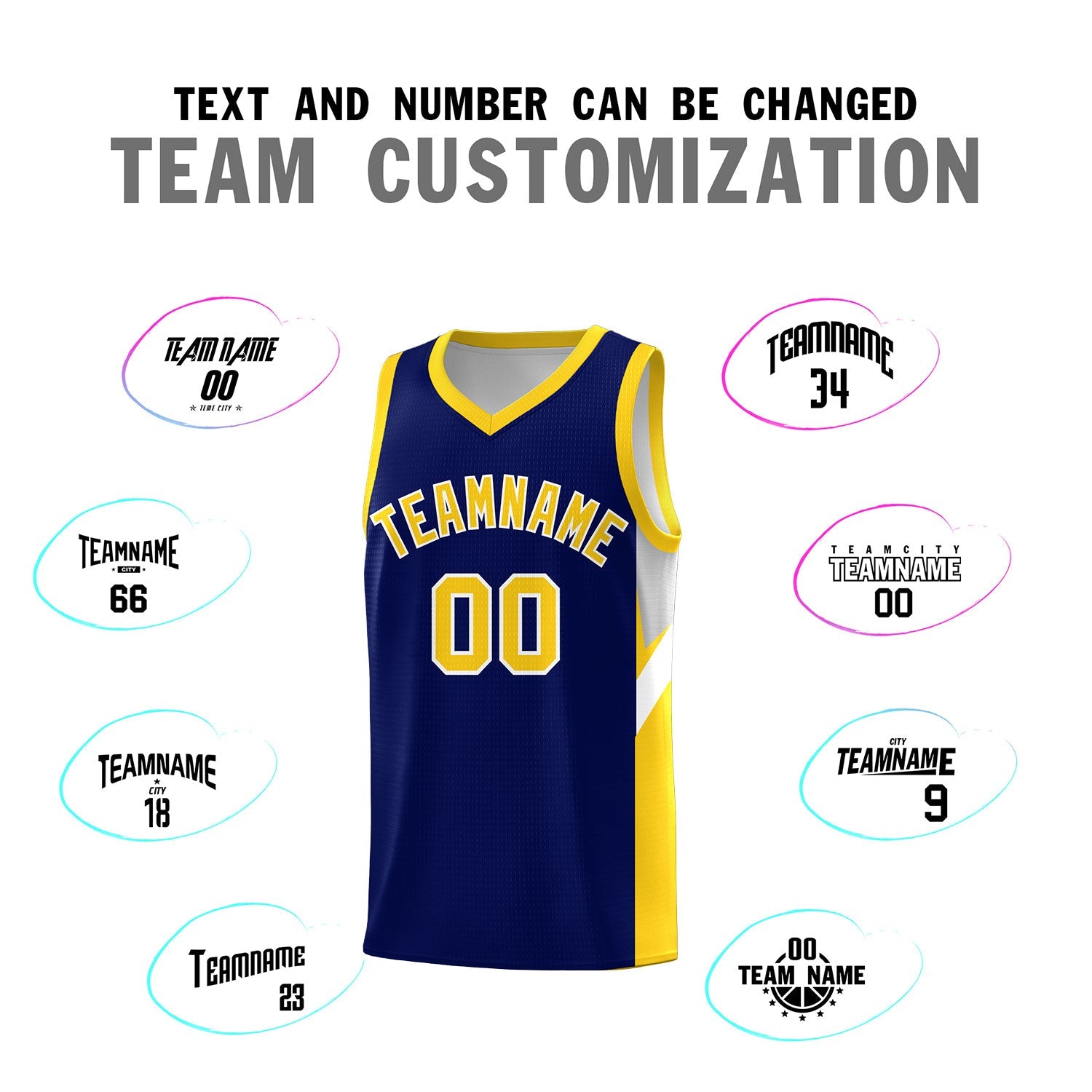 Custom Navy Gold Side Design Sets Sports Uniform Basketball Jersey