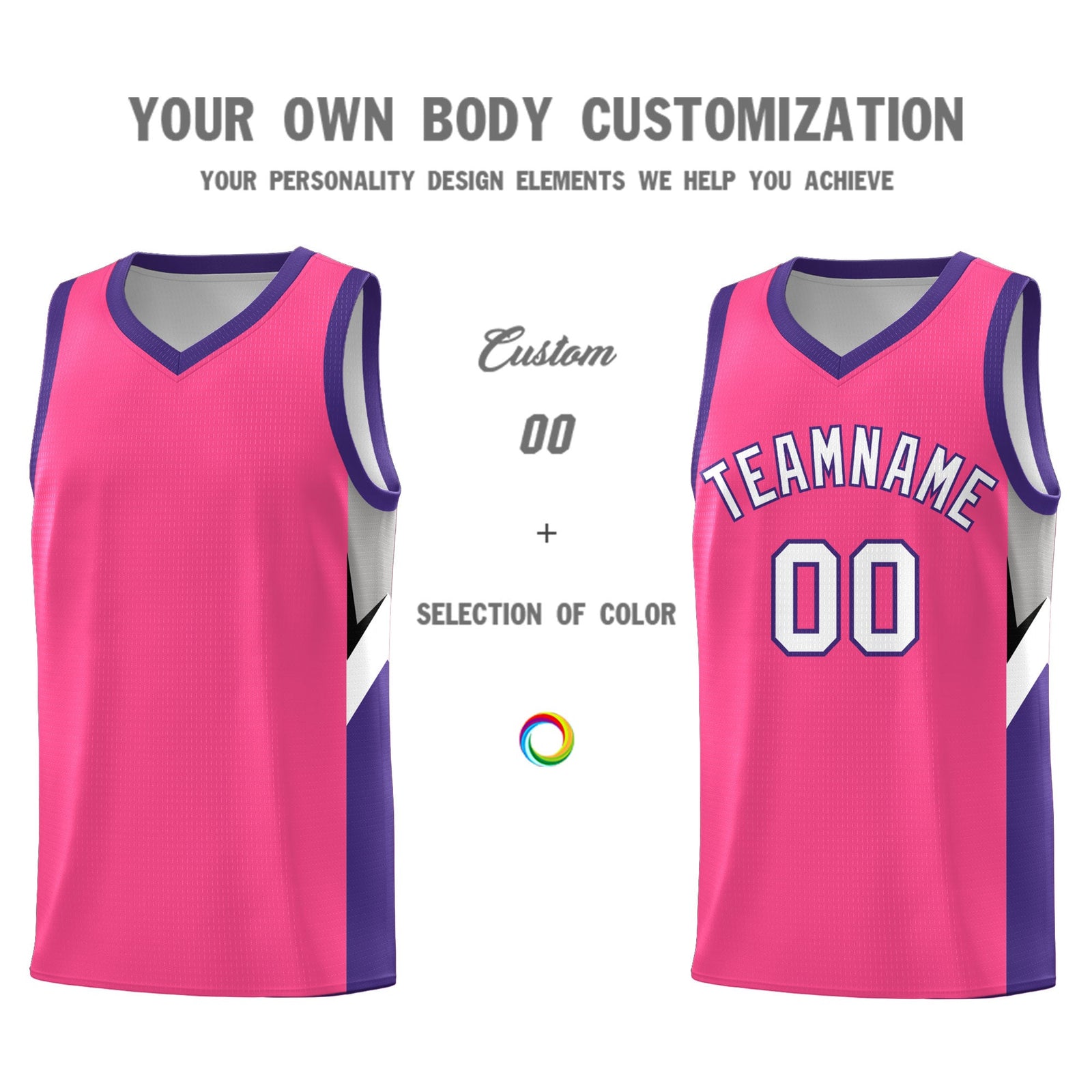 Custom Pink Purple Side Design Sets Sports Uniform Basketball Jersey