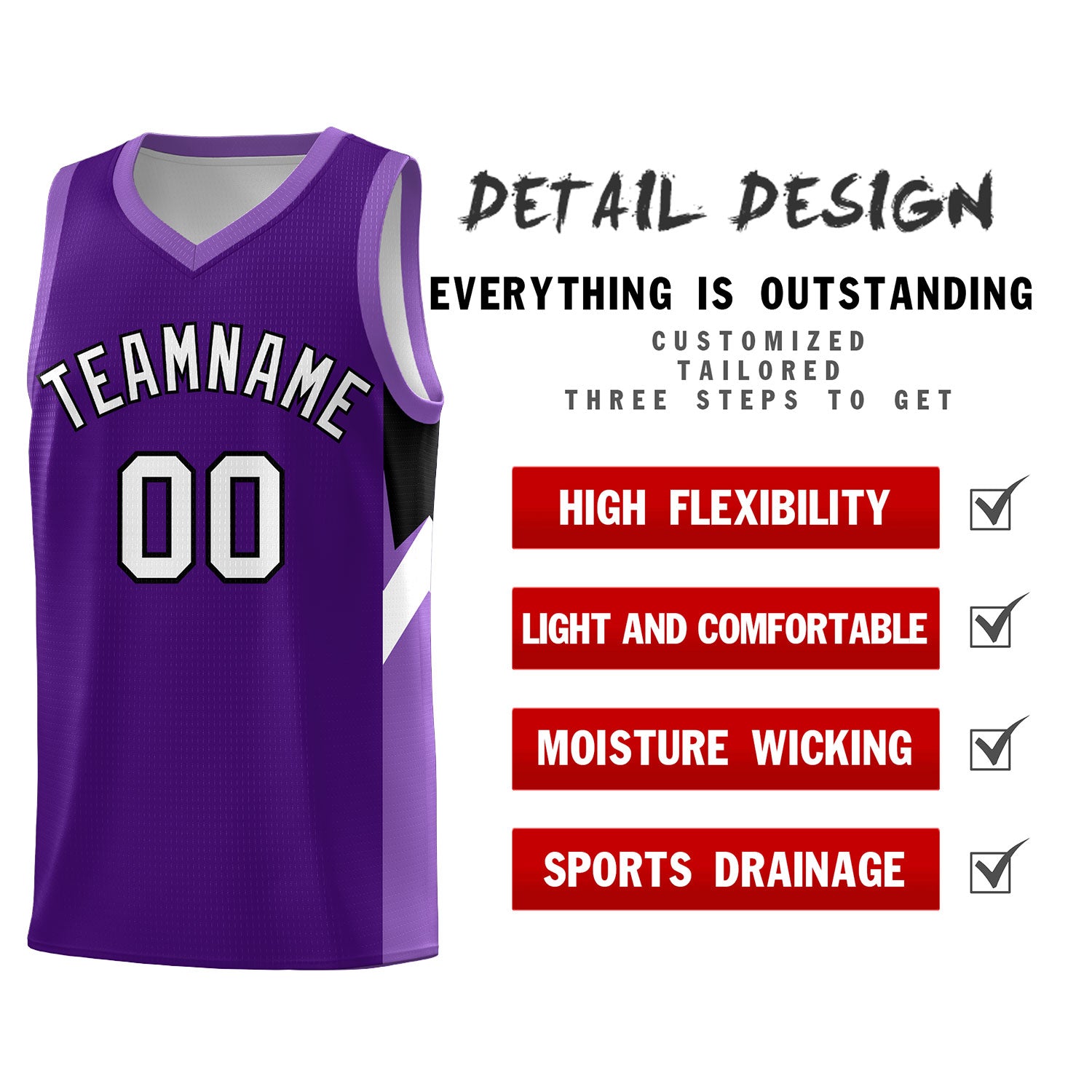 Custom Purple Light Purple Side Design Sets Sports Uniform Basketball Jersey