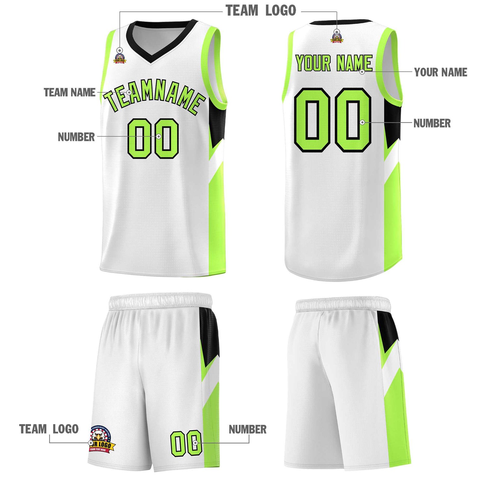 Custom White Black Side Design Sets Sports Uniform Basketball Jersey