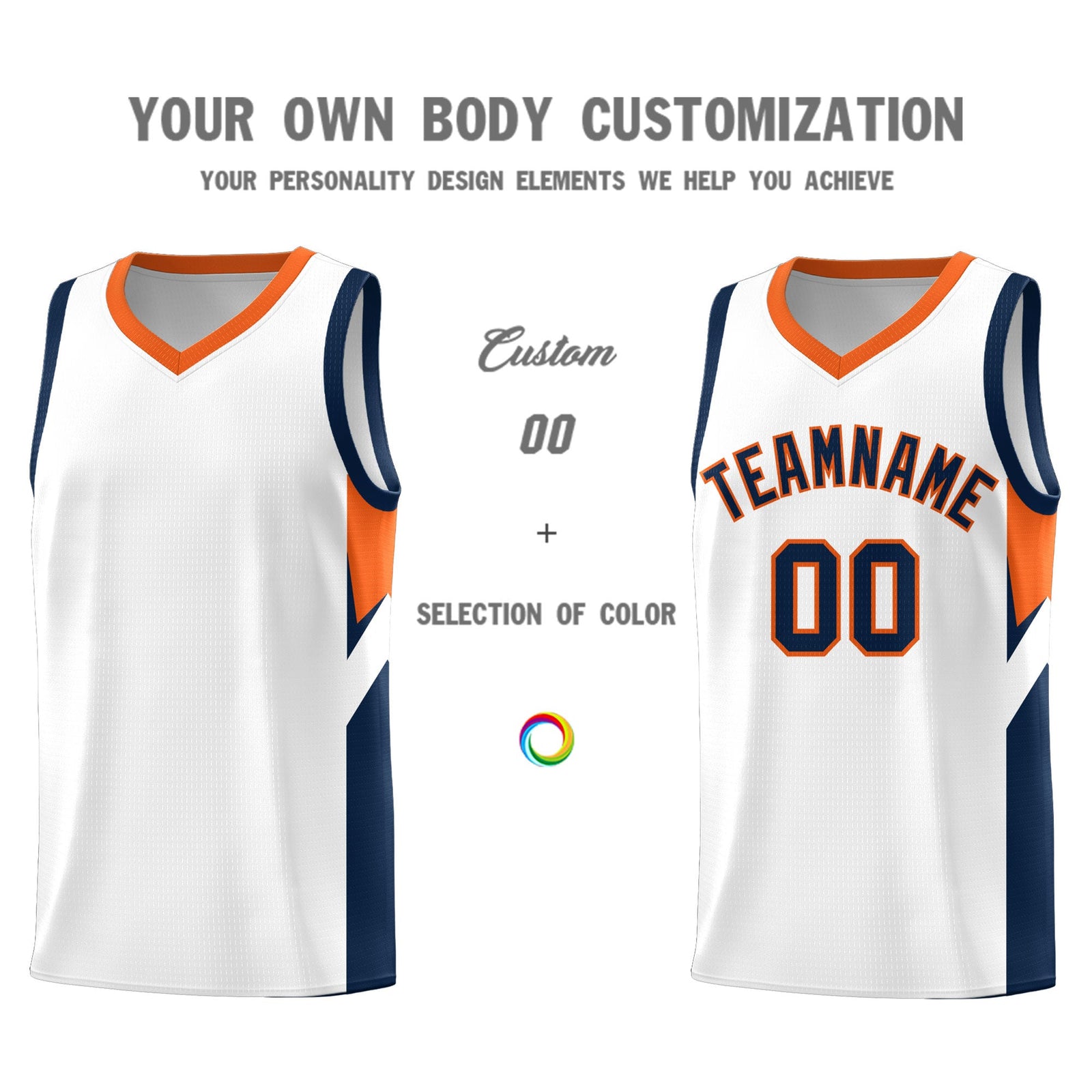 Custom White Orange Side Design Sets Sports Uniform Basketball Jersey
