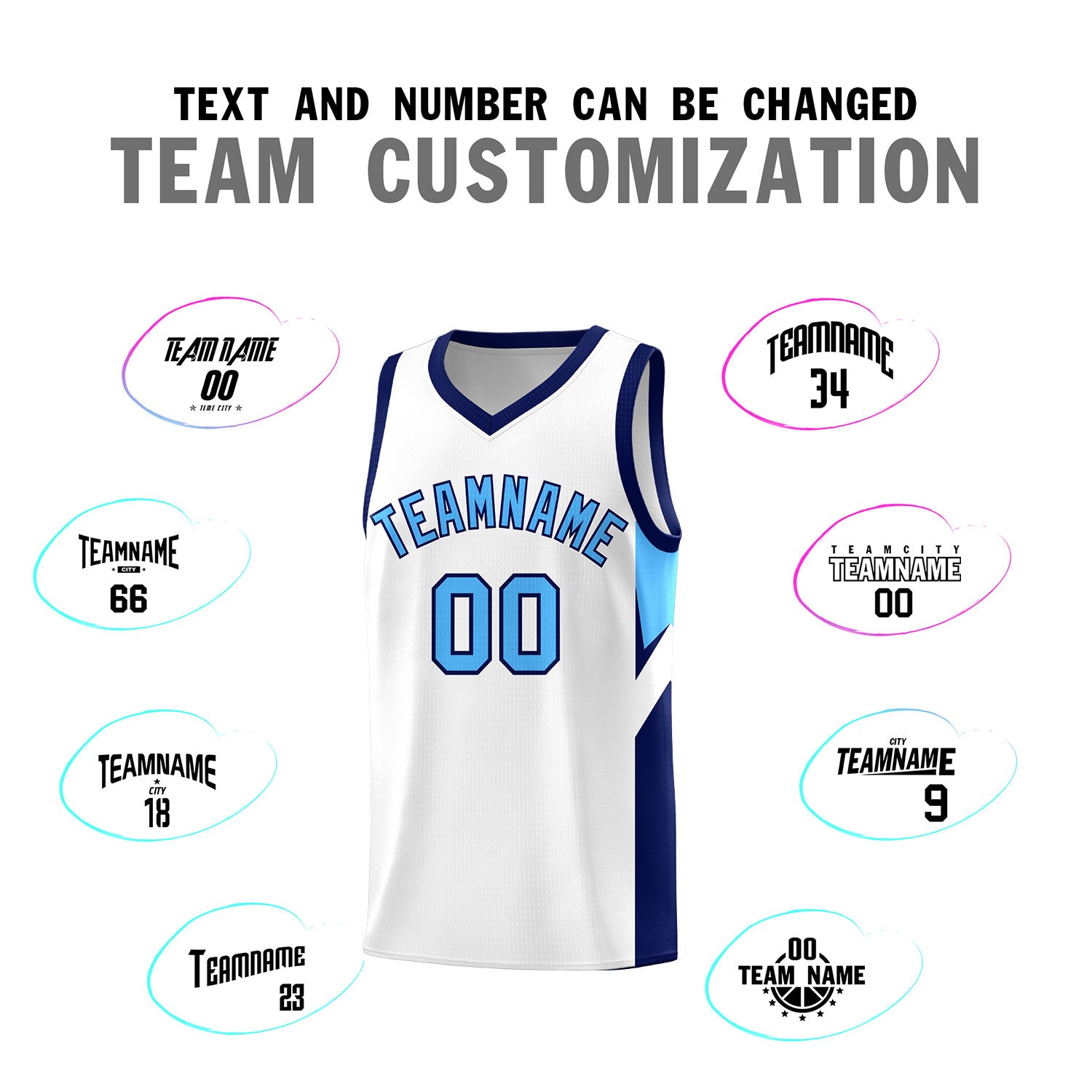 Custom White Navy Side Design Sets Sports Uniform Basketball Jersey