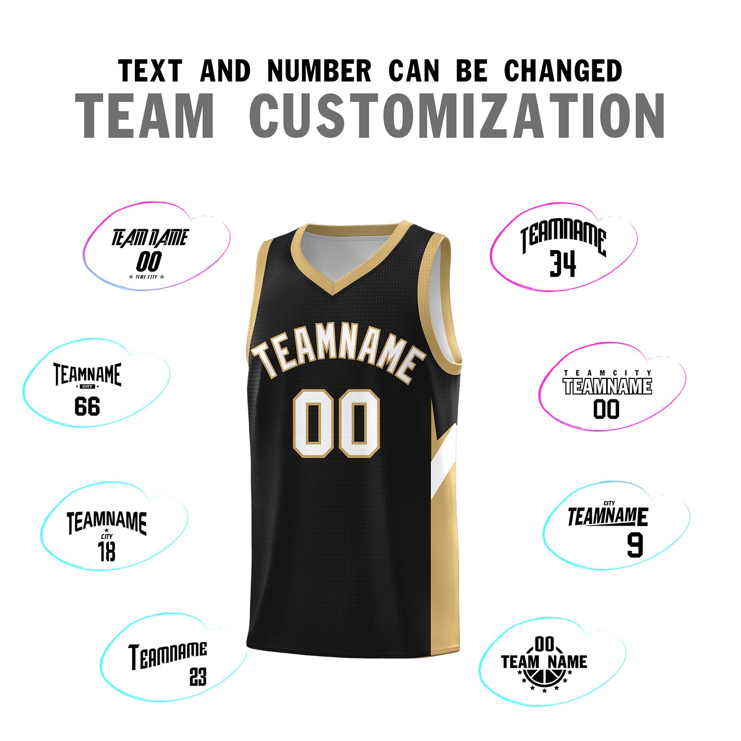Custom Black Old Gold Side Design Sets Sports Uniform Basketball Jersey