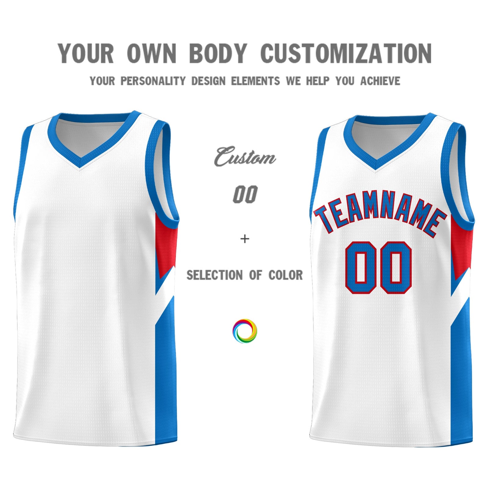 Custom White Royal Side Design Sets Sports Uniform Basketball Jersey