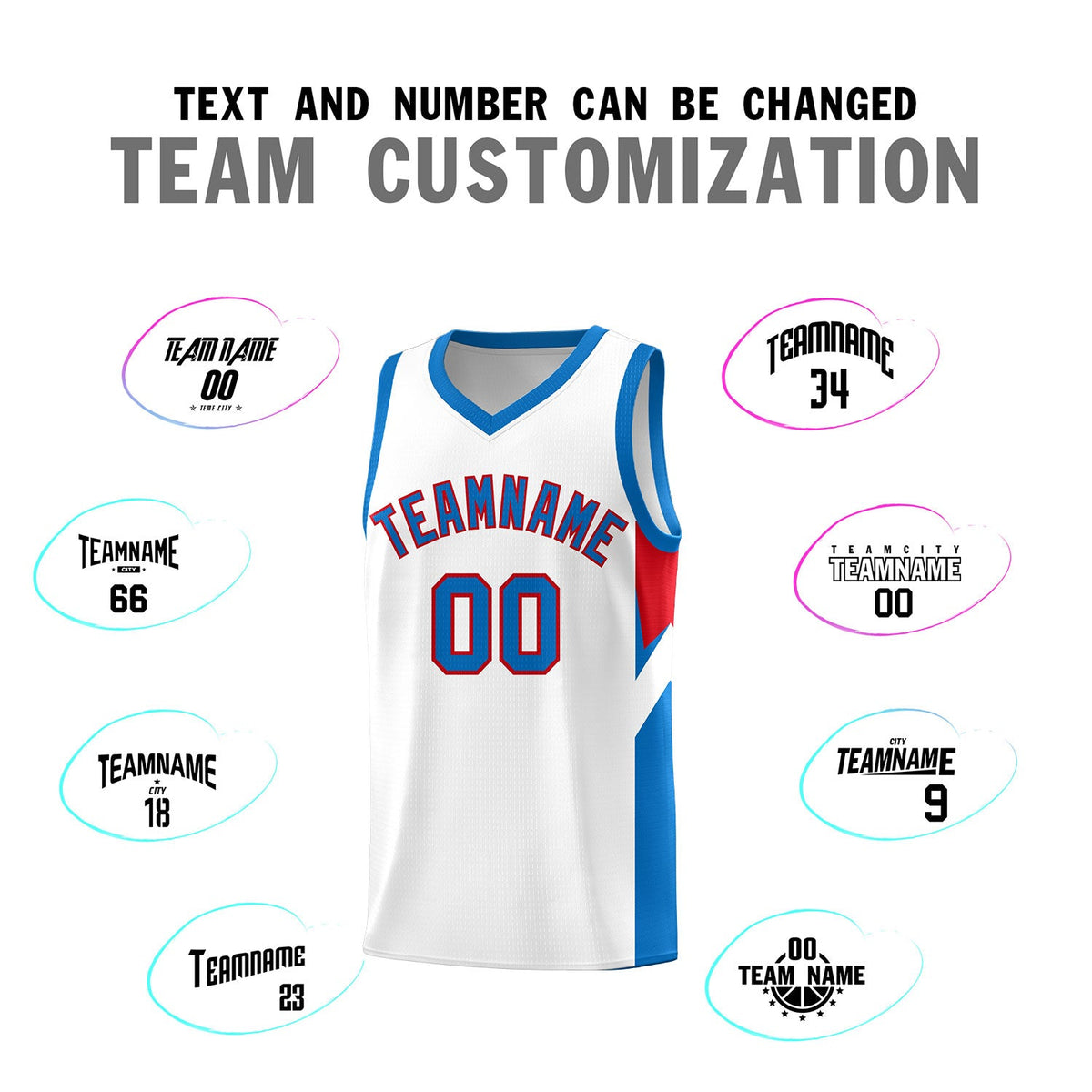 Custom White Royal Side Design Sets Sports Uniform Basketball Jersey