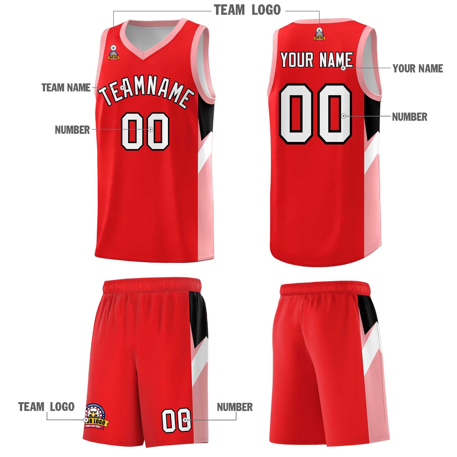 Custom Red Orange Side Design Sets Sports Uniform Basketball Jersey
