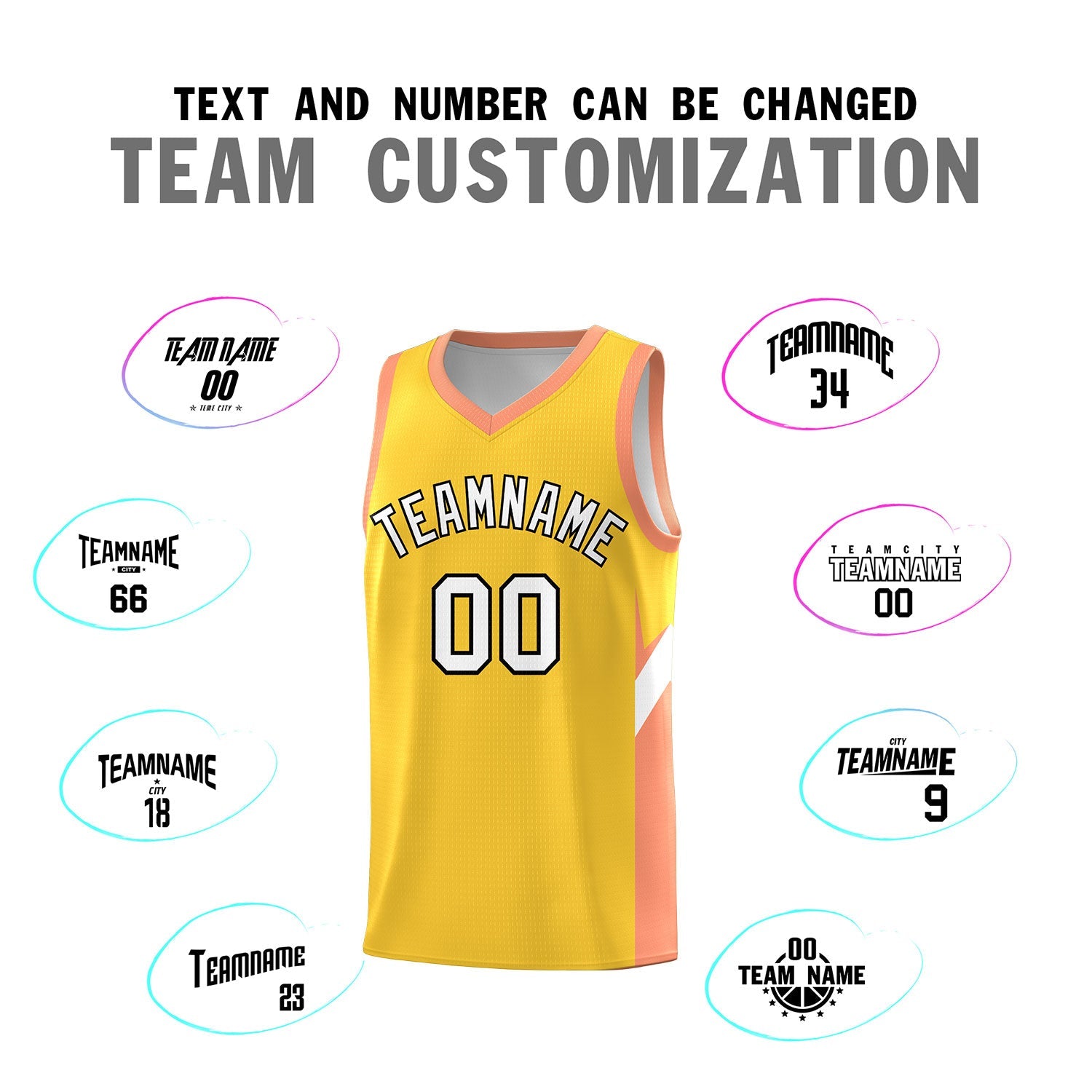 Custom Gold Orange Side Design Sets Sports Uniform Basketball Jersey