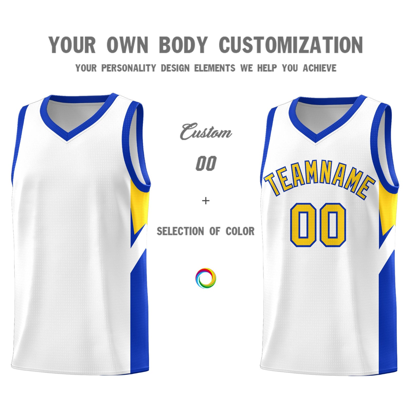 Custom White Royal Side Design Sets Sports Uniform Basketball Jersey