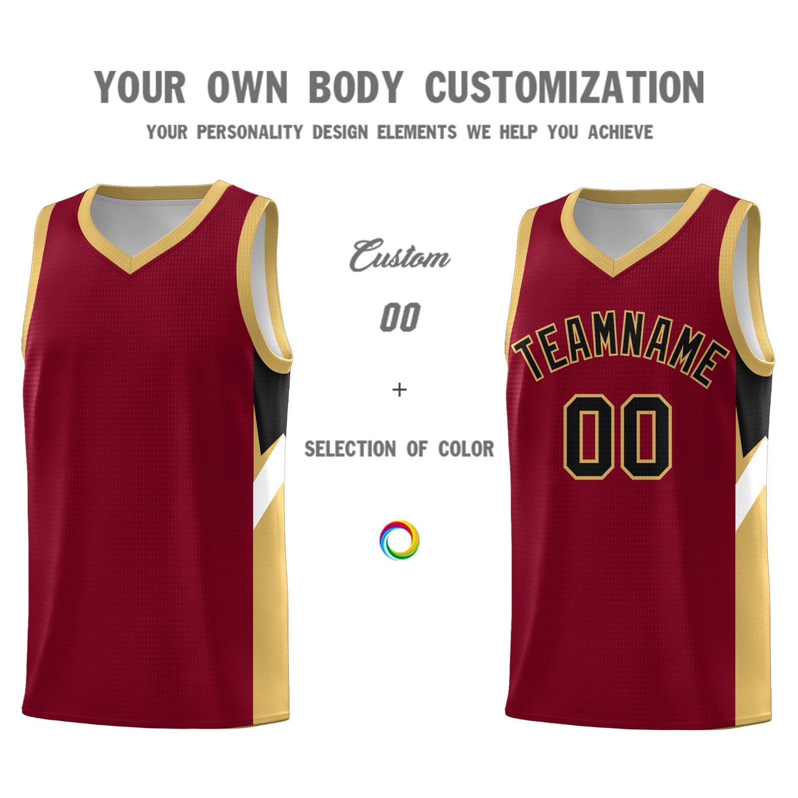 Custom Crimson Old Gold Side Design Sets Sports Uniform Basketball Jersey