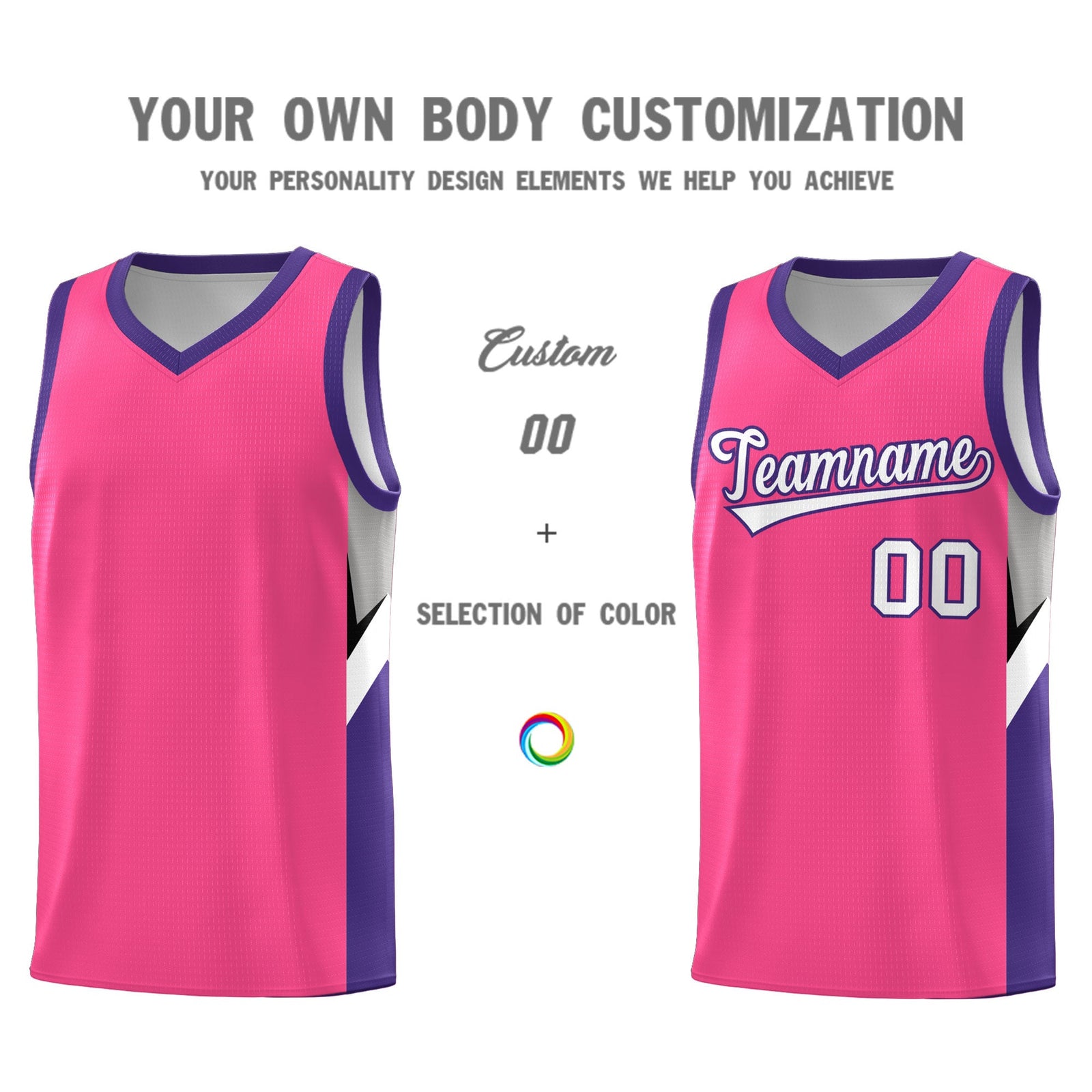 Custom Pink Purple Side Design Sets Sports Uniform Basketball Jersey