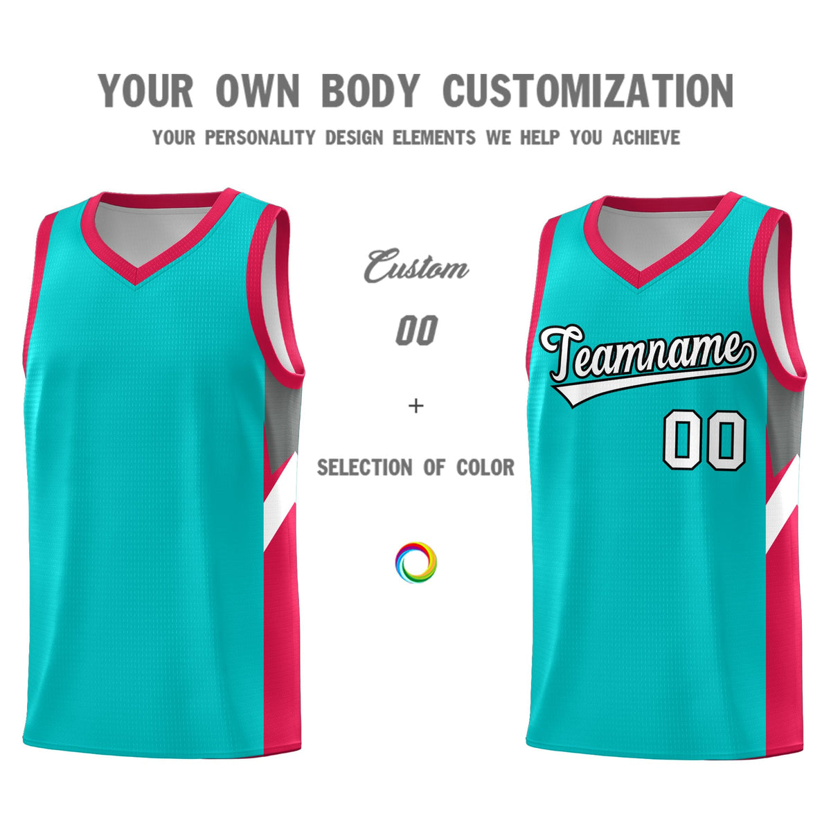 Custom Aqua Red Side Design Sets Sports Uniform Basketball Jersey