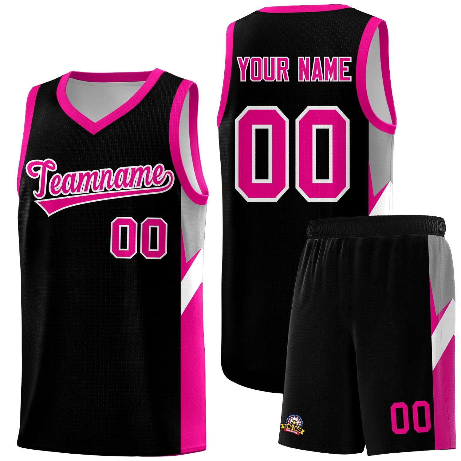 Custom Black Pink Side Design Sets Sports Uniform Basketball Jersey