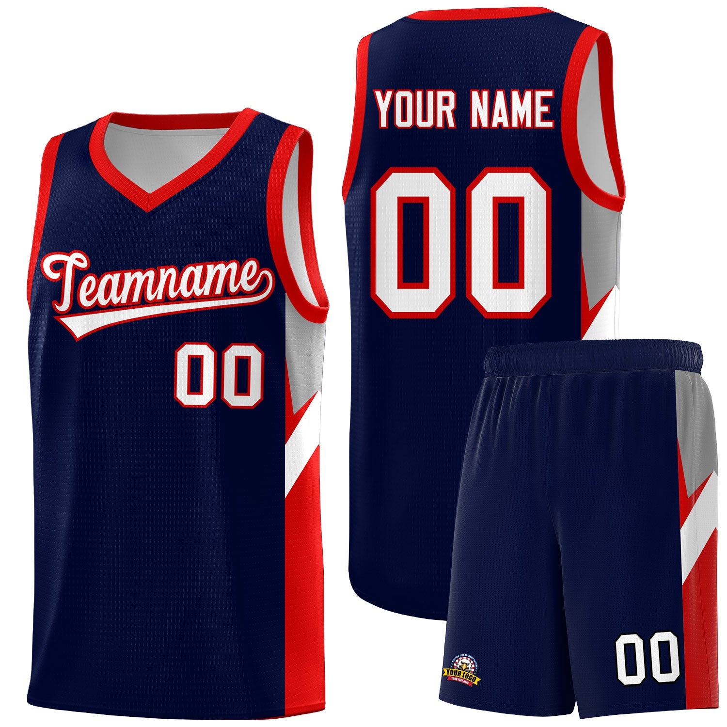 Custom Navy Red Side Design Sets Sports Uniform Basketball Jersey