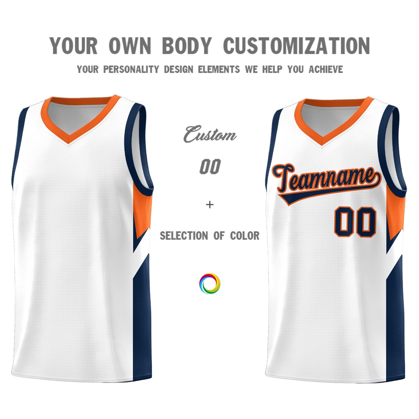 Custom White Orange Side Design Sets Sports Uniform Basketball Jersey