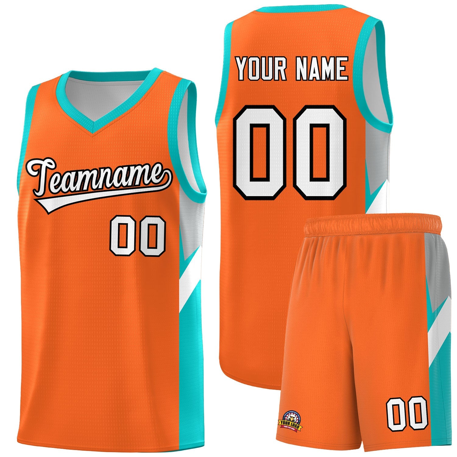 Custom Orange Aqua Side Design Sets Sports Uniform Basketball Jersey