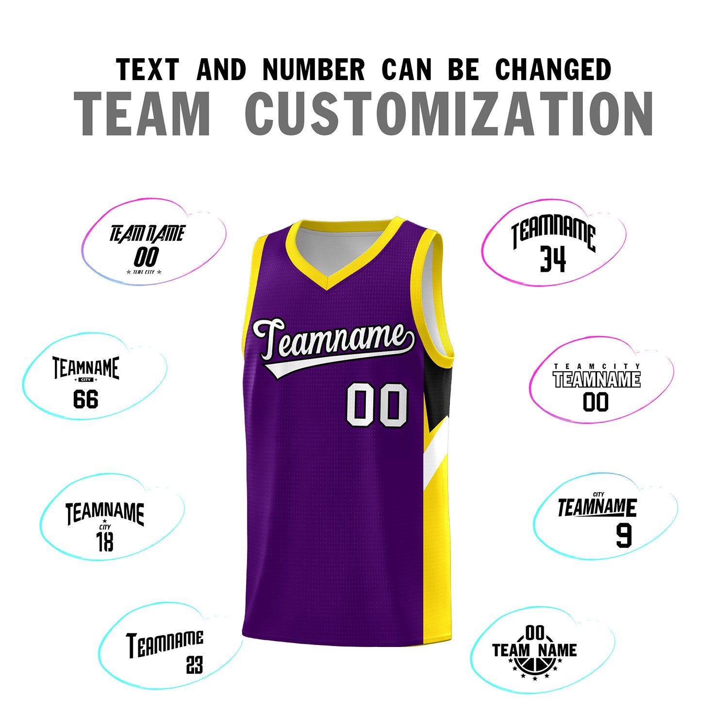 Custom Purple Gold Side Design Sets Sports Uniform Basketball Jersey