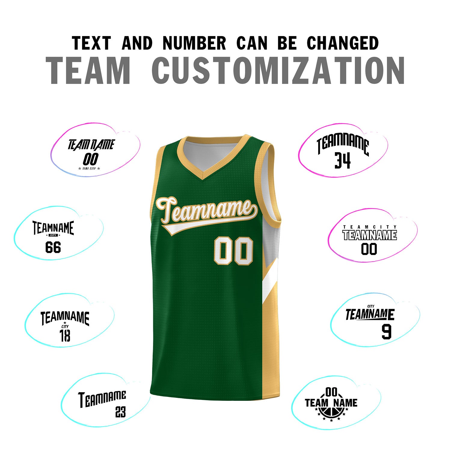 Custom Green Buckskin Brown Side Design Sets Sports Uniform Basketball Jersey