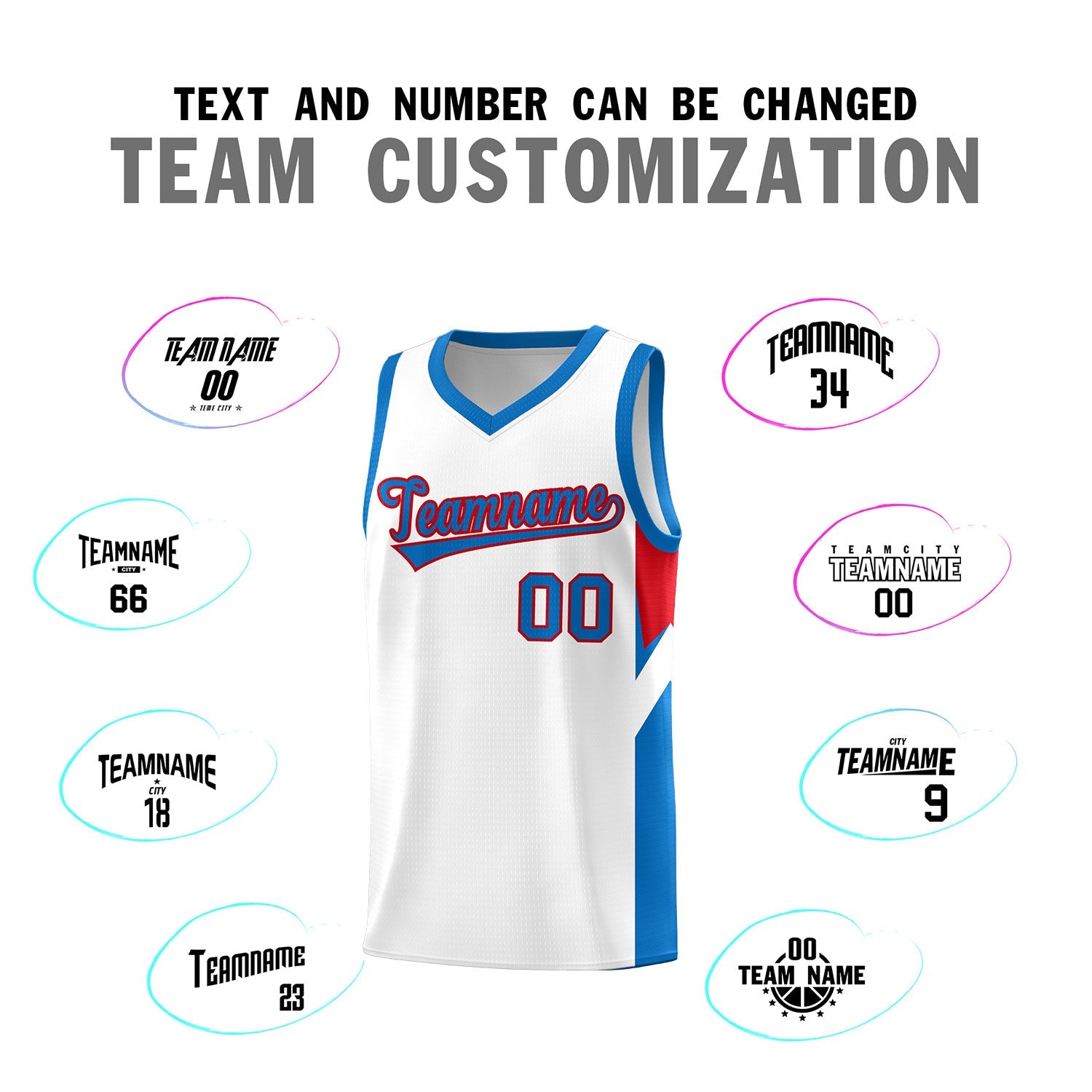 Custom White Royal Side Design Sets Sports Uniform Basketball Jersey