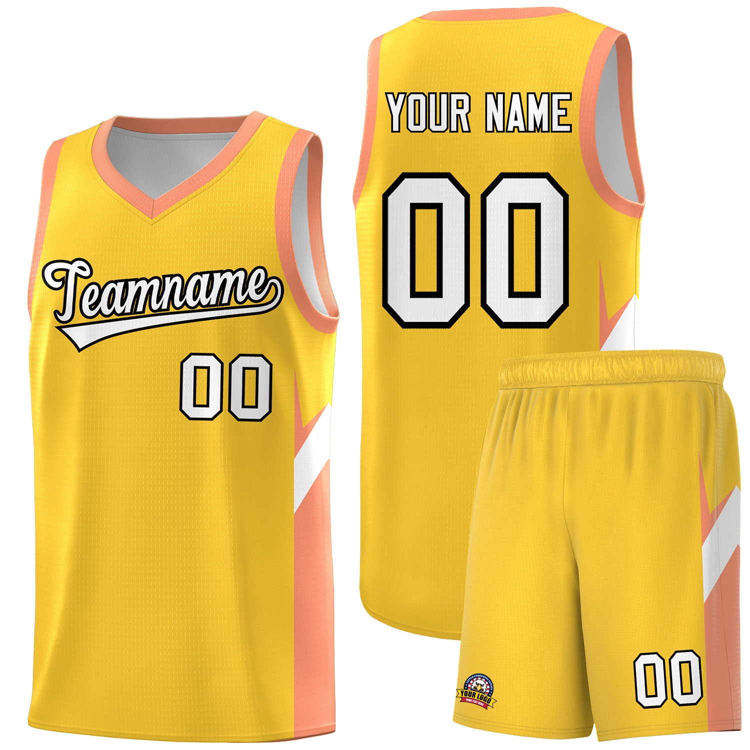 Custom Gold Orange Side Design Sets Sports Uniform Basketball Jersey