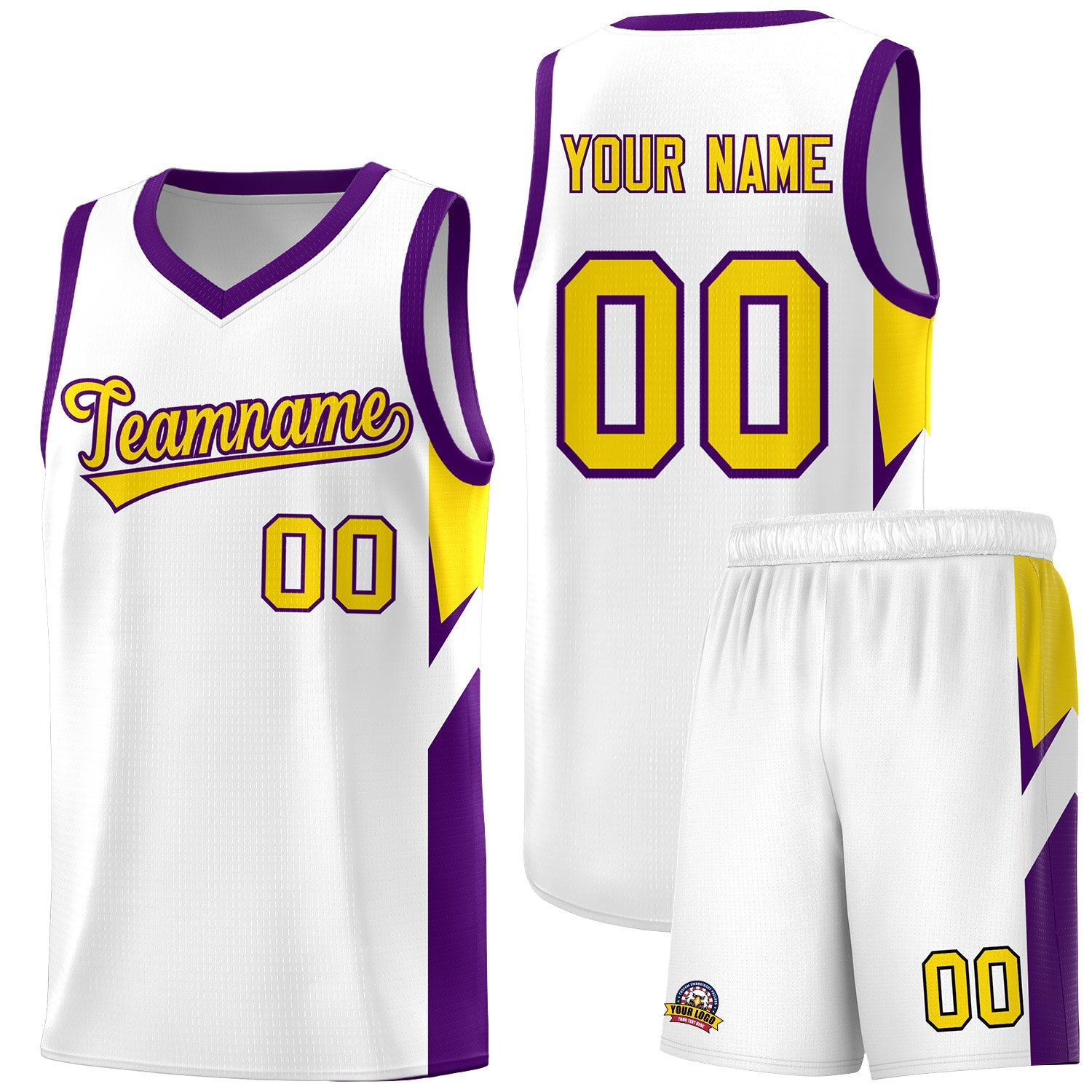Custom White Purple Side Design Sets Sports Uniform Basketball Jersey