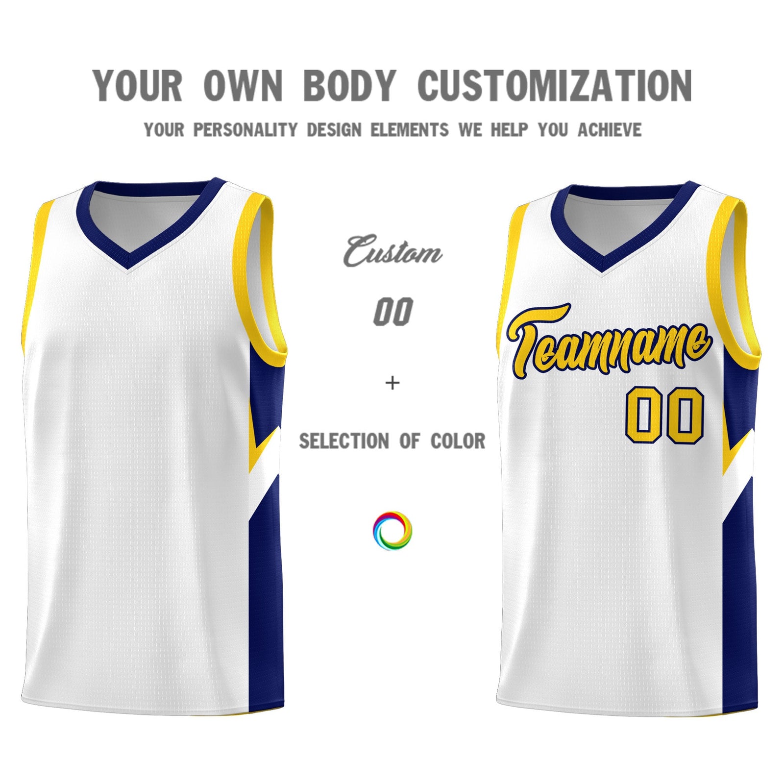 Custom White Navy Side Design Sets Sports Uniform Basketball Jersey