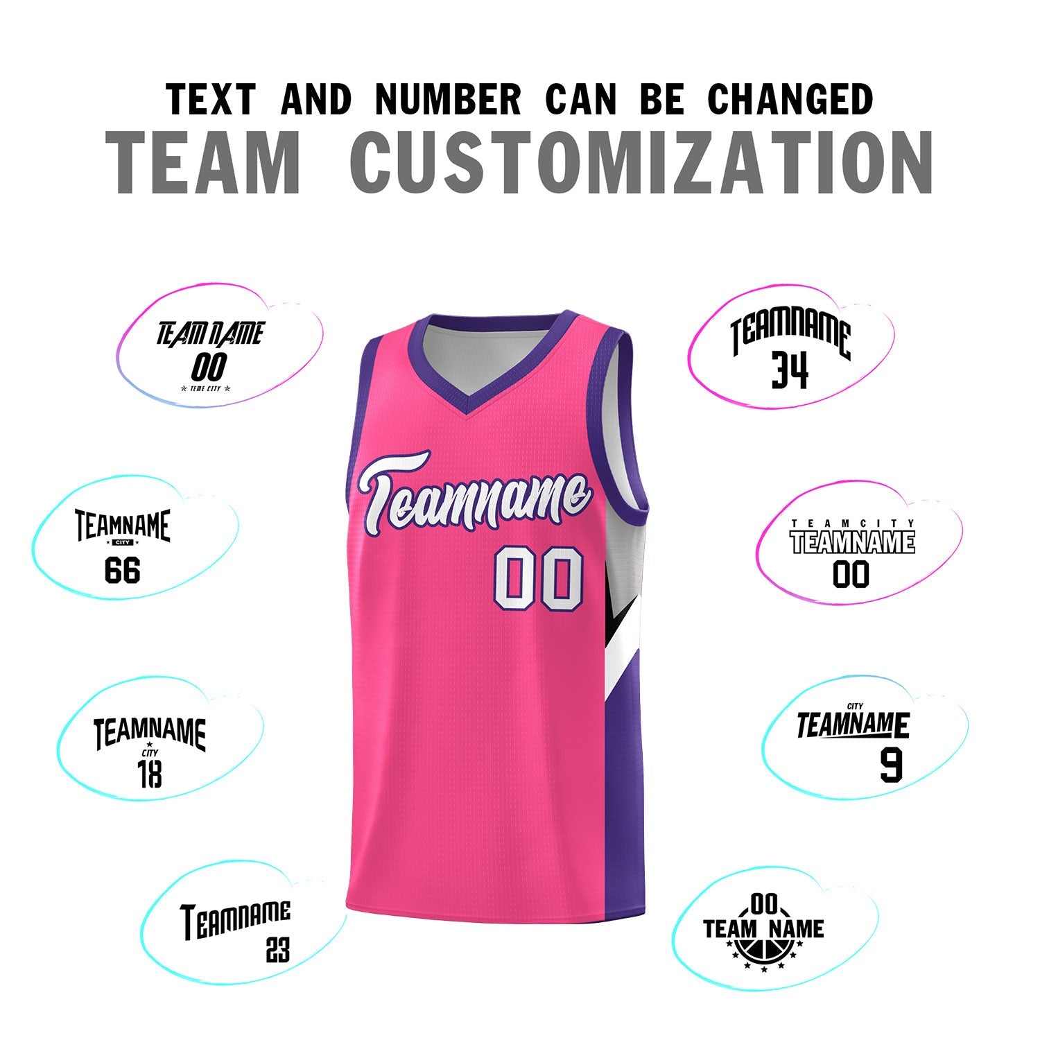 Custom Pink Purple Side Design Sets Sports Uniform Basketball Jersey