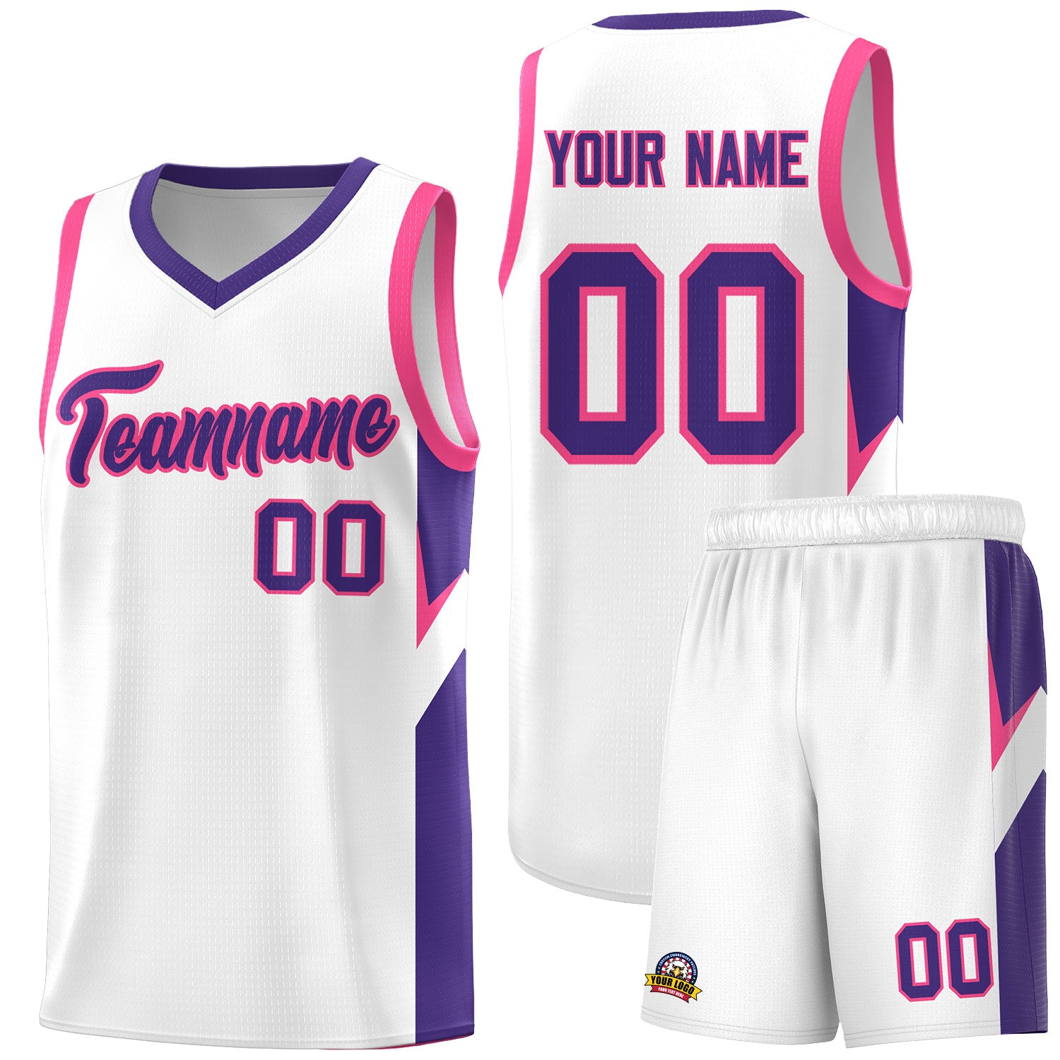 Custom White Purple Side Design Sets Sports Uniform Basketball Jersey
