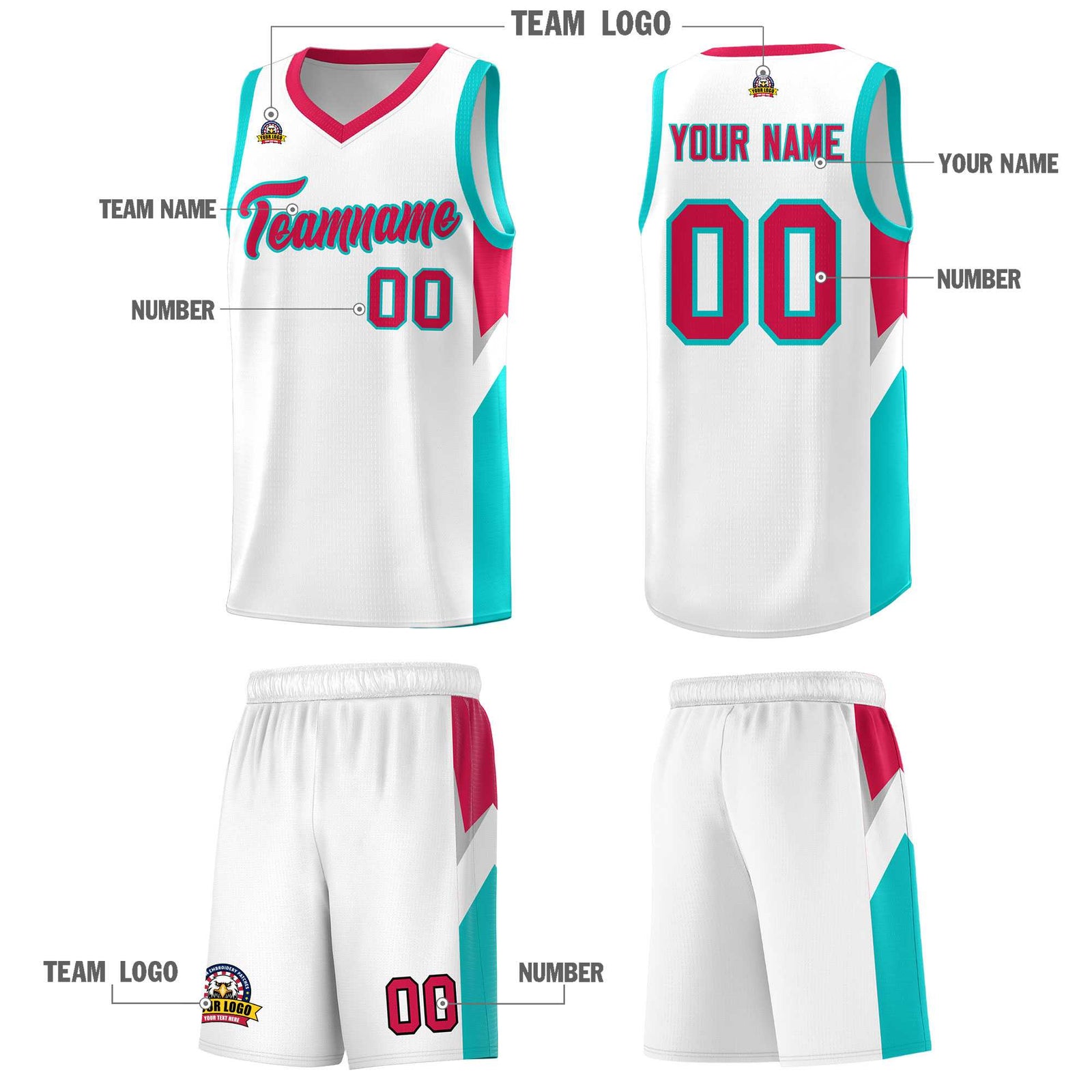 Custom White Red Side Design Sets Sports Uniform Basketball Jersey