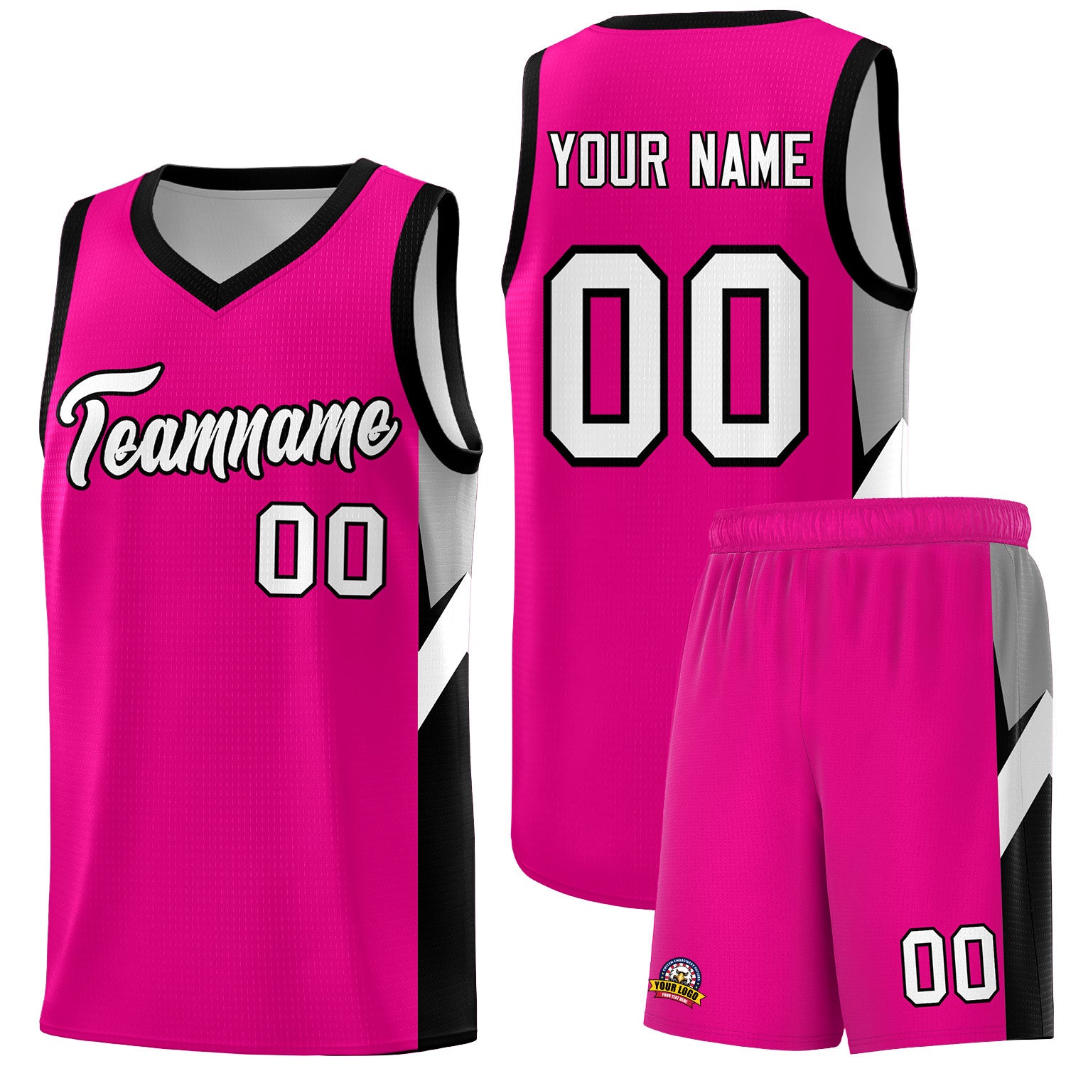 Custom Pink Black Side Design Sets Sports Uniform Basketball Jersey