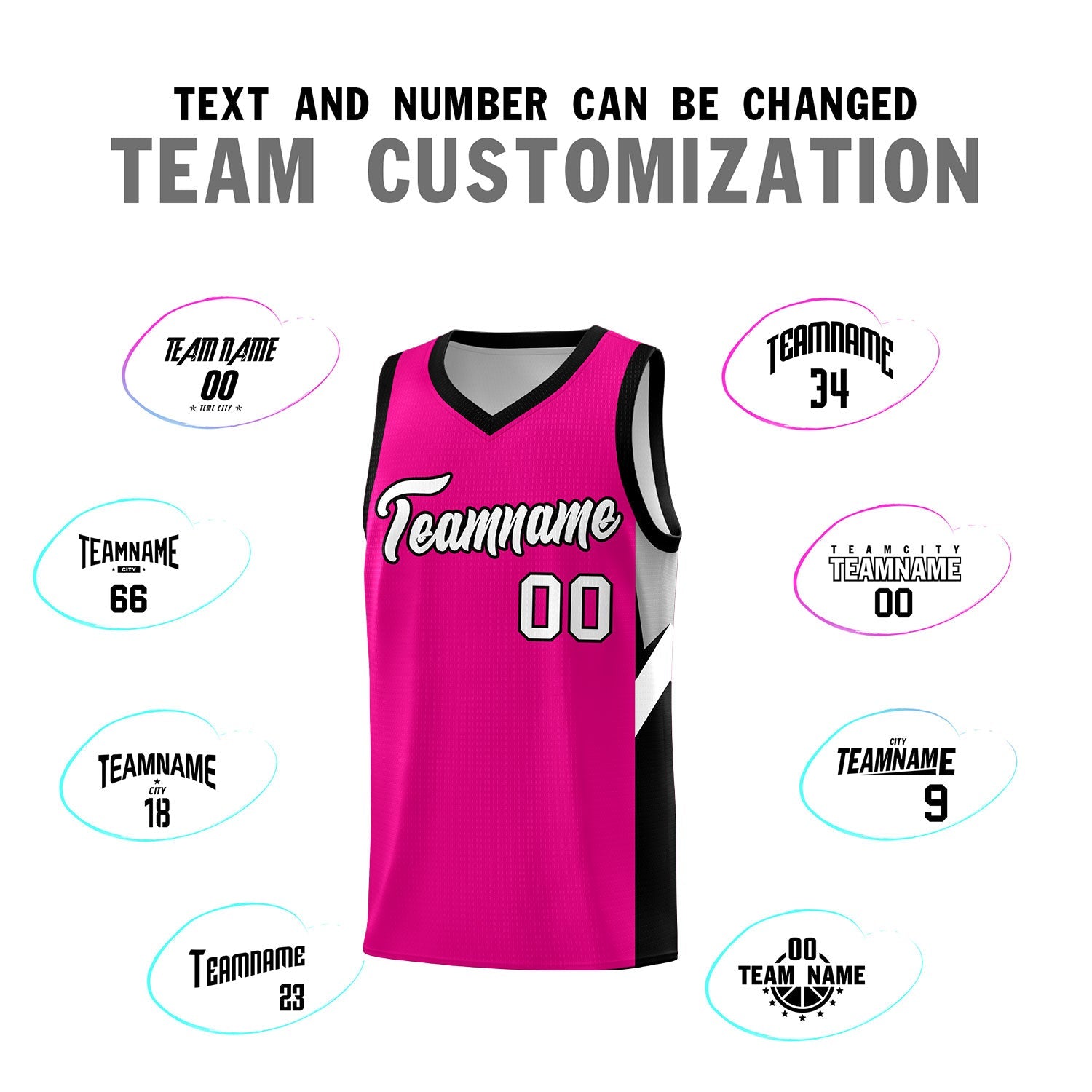 Custom Pink Black Side Design Sets Sports Uniform Basketball Jersey